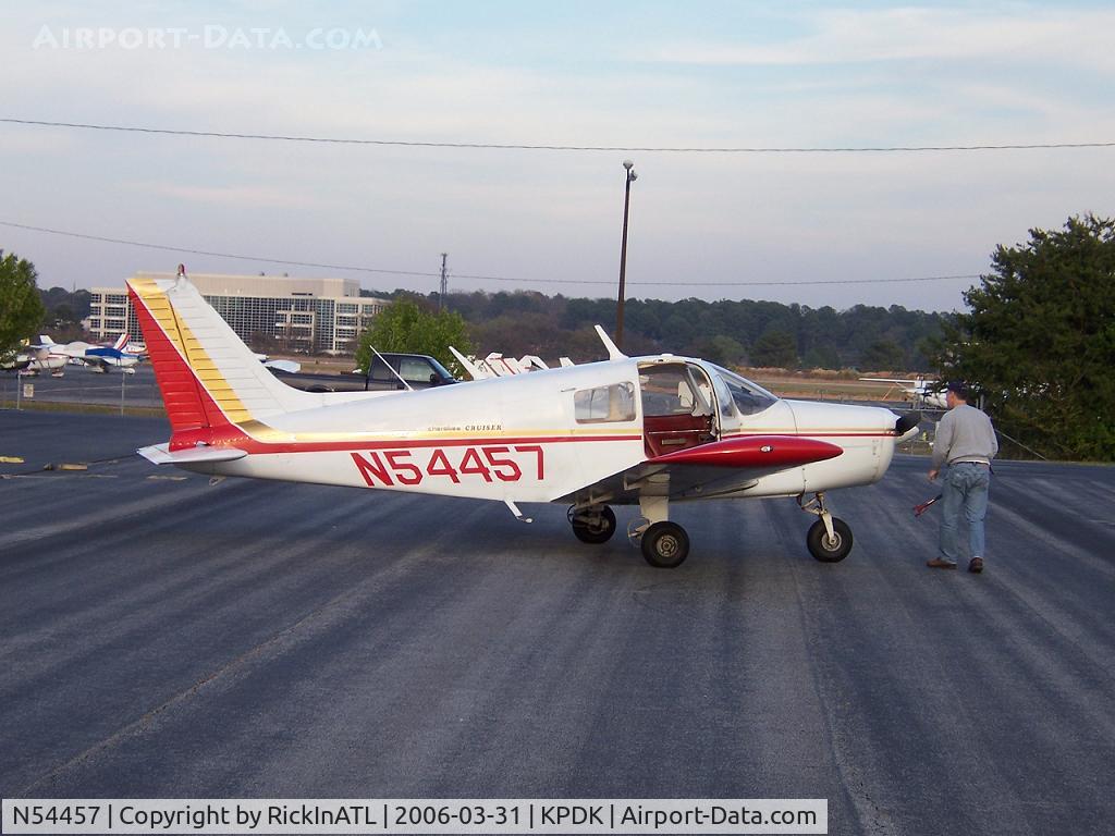 N54457, 1973 Piper PA-28-140 C/N 28-7425138, I am currently a part-owner in N54457.  This picture was taken in March of 2006.  The plane looks the same now - but the paint is not as fresh as it was then.  I would really like to hear from the person who posted this older picture.  Thanks for sharing 
