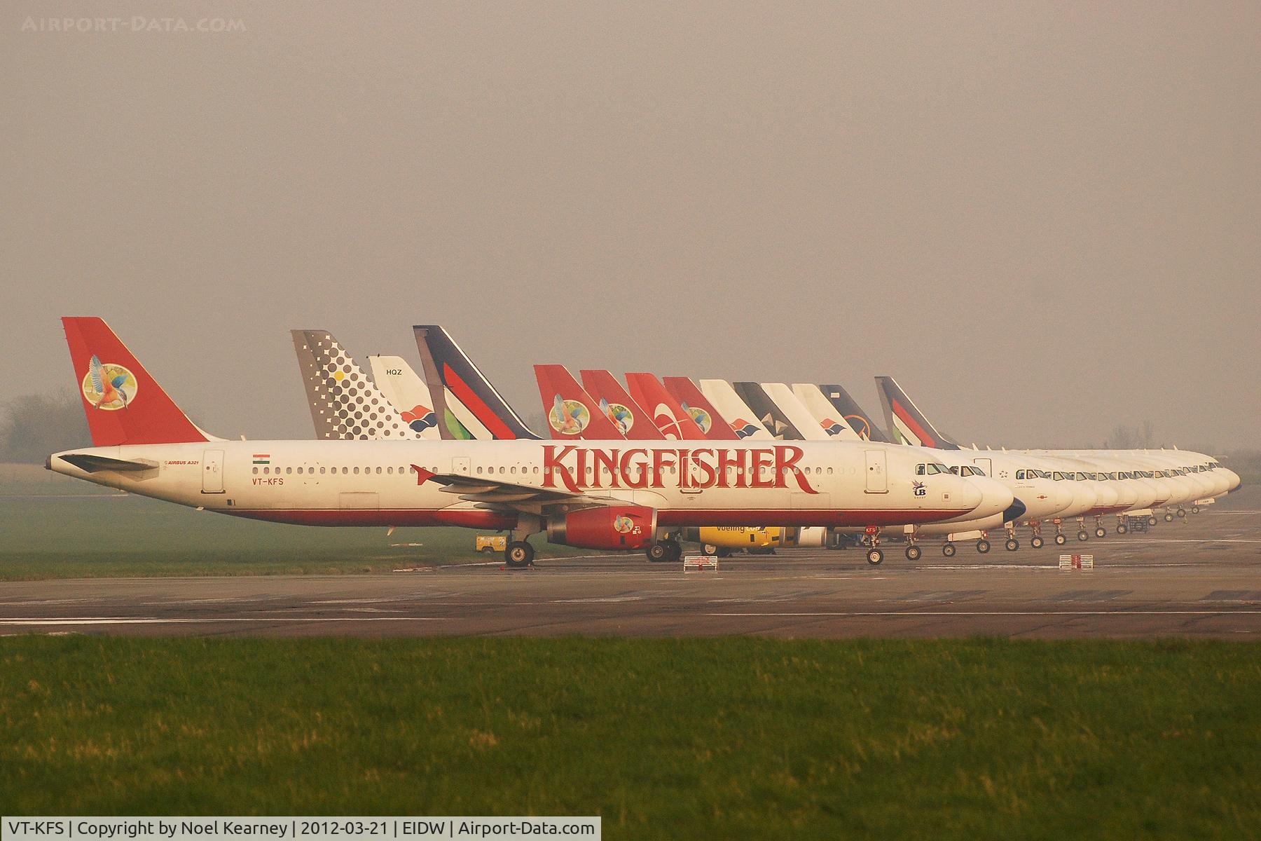 VT-KFS, 2007 Airbus A321-232 C/N 3034, Photographed after joining the line of stored aircraft at Dublin.