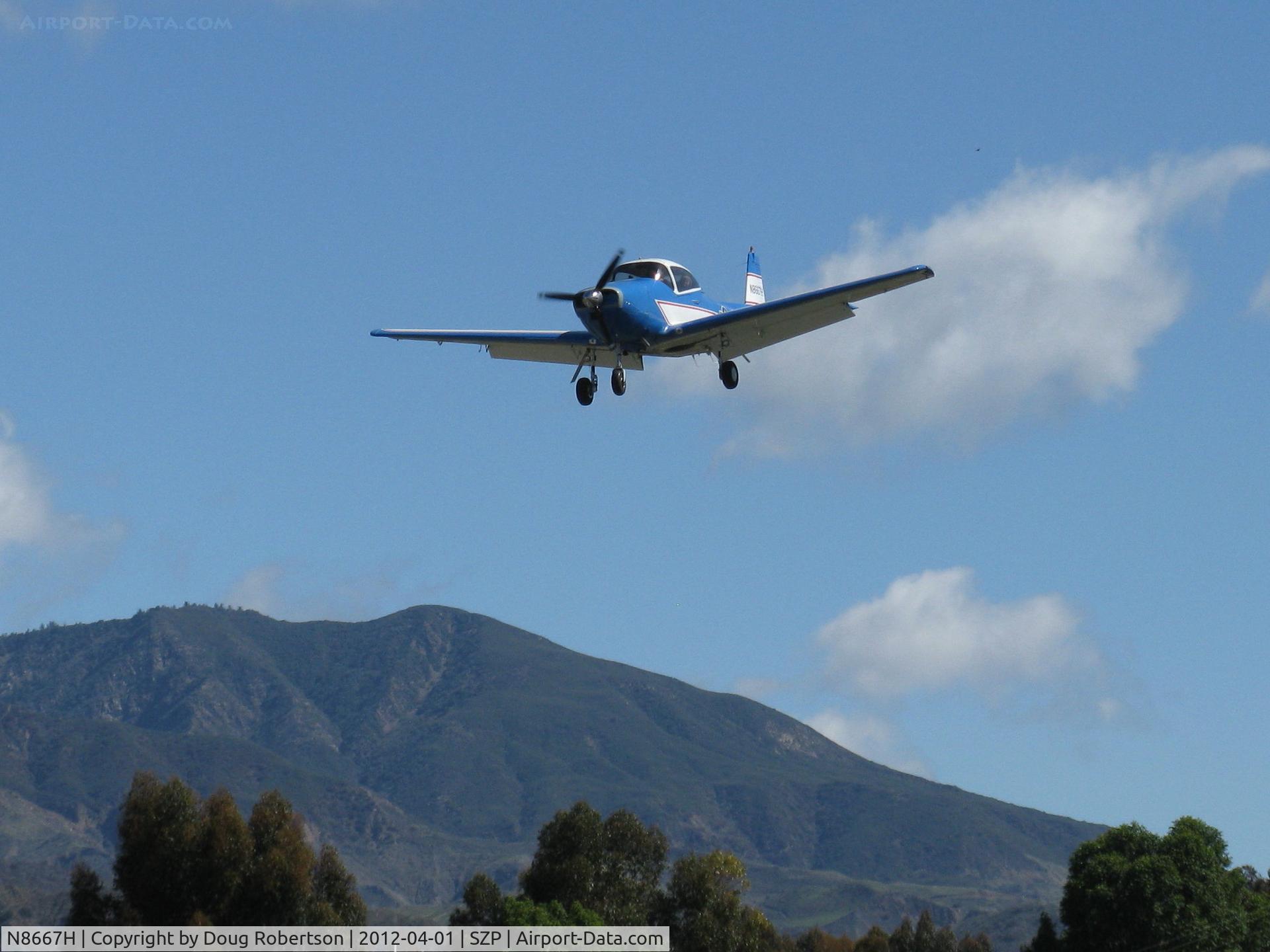 N8667H, 1947 North American Navion C/N NAV-4-667, 1947 North American NAVION, Continental IO-520 285 Hp upgrade, Young Eagles Flight on final Rwy 22