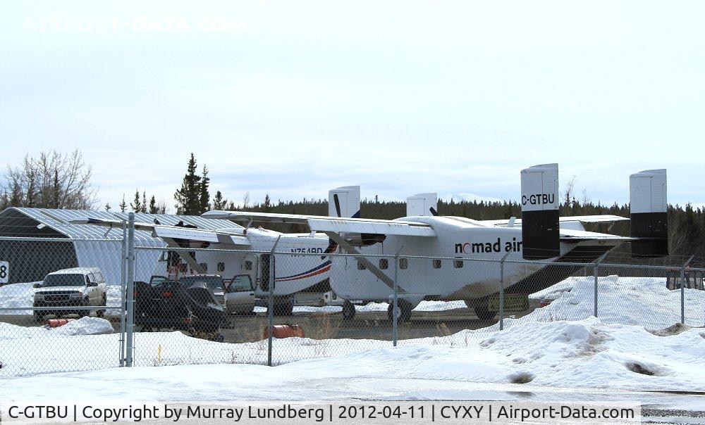 C-GTBU, 1967 Short SC-7 Skyvan 3 C/N SH.1844, Newly arrived in Whitehorse - not a good photo but I'll watch for a better op. The Short in front is N754BD.