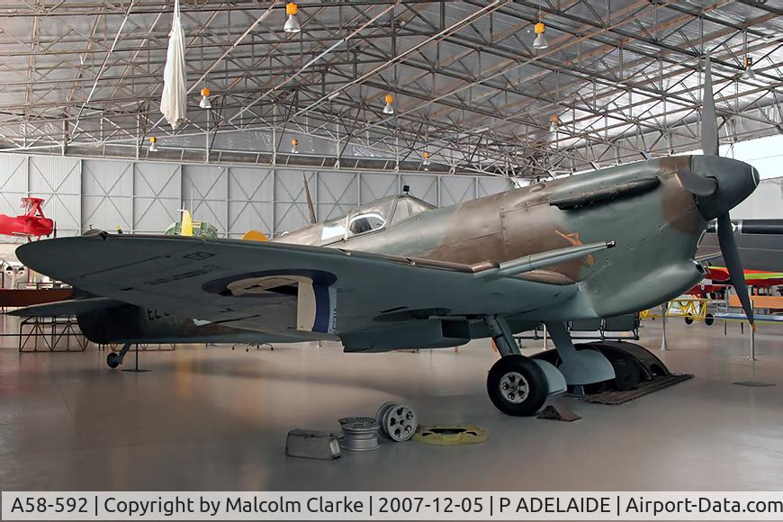 A58-592, 1942 Supermarine 349 Spitfire F.Vc C/N WASP/20/484, Supermarine 349 Spitfire F5C, at the South Australian Aviation museum, Port Adelaide, Australia in 2007.