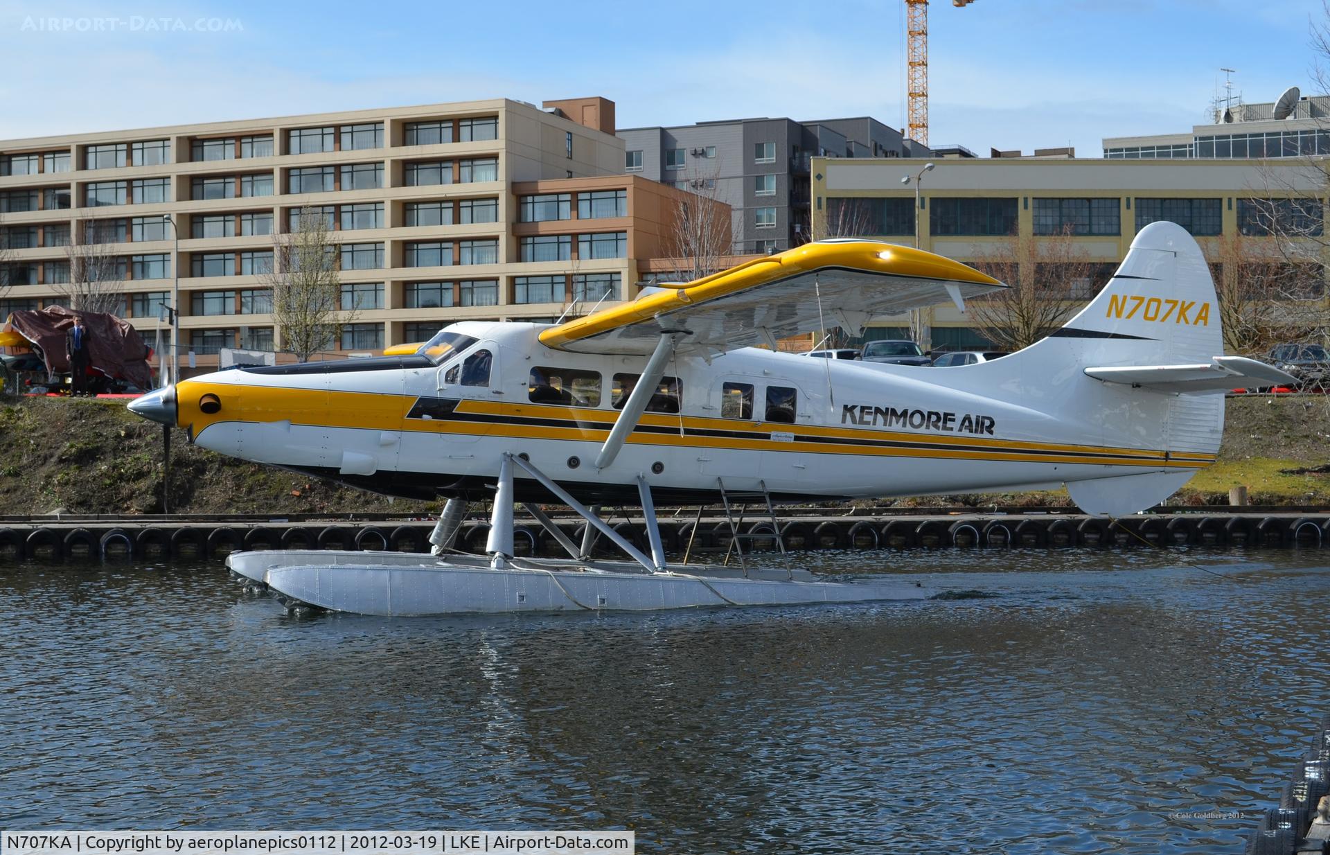 N707KA, De Havilland Canada DHC-3 Otter C/N 106, N707KA taxiing to the water runway at Kenmore Air's Seattle Lake Union seaplane base.