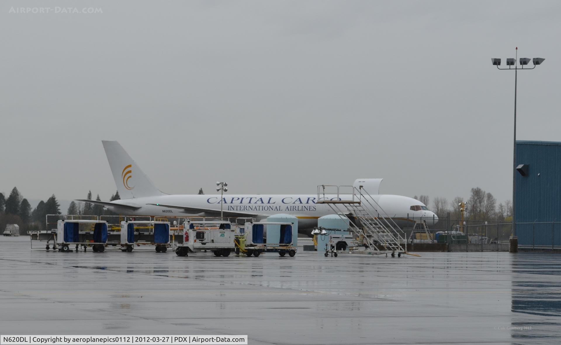 N620DL, 1986 Boeing 757-232 C/N 22910, N620DL, an ex-Delta Airlines plane, now flying with Capital Cargo International Airlines seen on a rainy day at KPDX.