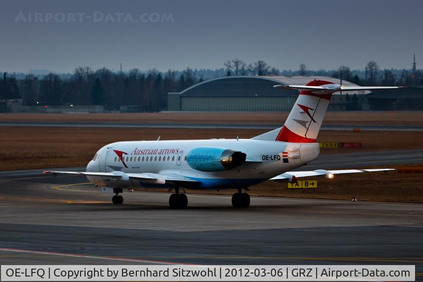 OE-LFQ, 1996 Fokker 70 (F-28-0070) C/N 11568, Austrian Arrows taxiing in the evening light.