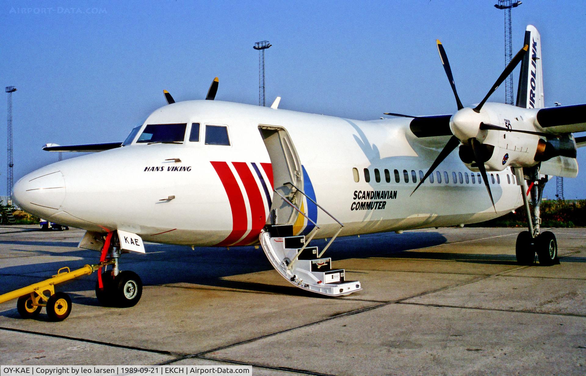 OY-KAE, 1989 Fokker 50 C/N 20162, Copenhagen Kastrup 21.9.89