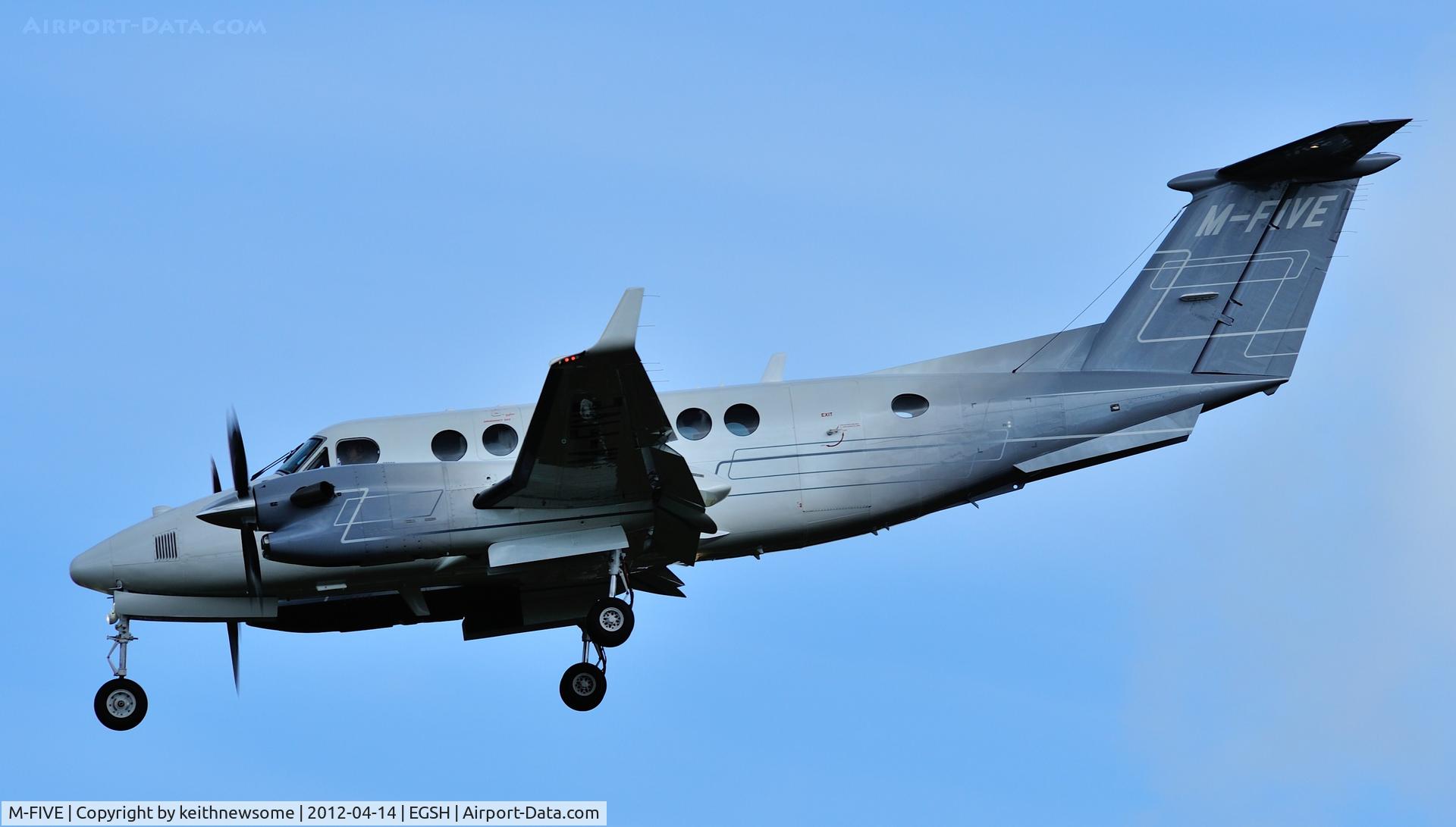 M-FIVE, 2008 Beech B300 350 King Air C/N FL-580, Landing onto Norwich runway 27.