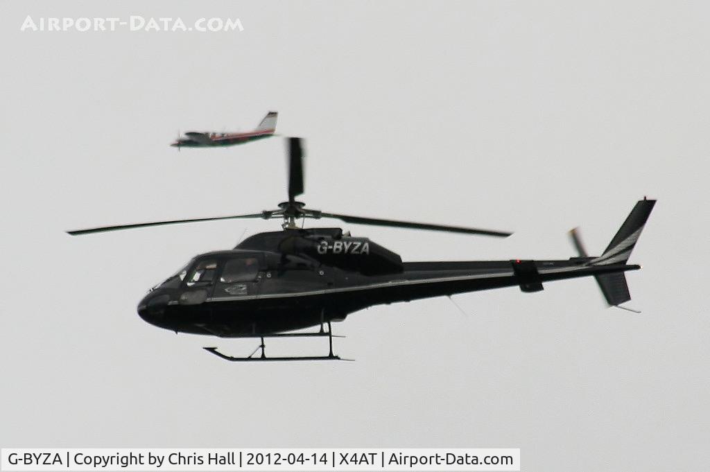 G-BYZA, 1992 Aerospatiale AS-355F-2 Ecureuil 2 C/N 5518, Ferrying racegoers into Aintree for the 2012 Grand National