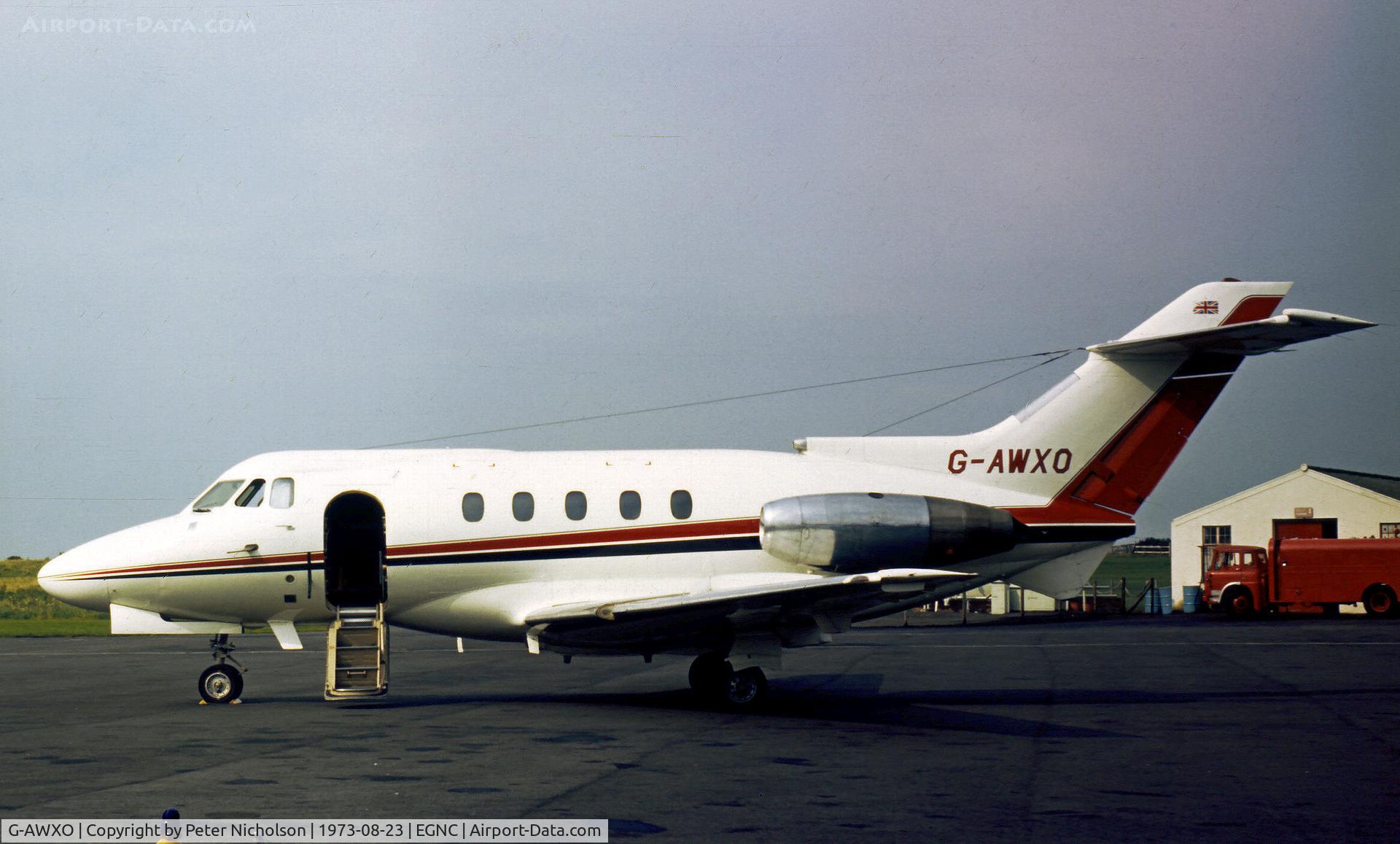 G-AWXO, 1969 Hawker Siddeley HS.125 Series 400B C/N 25178, HS.125 Series 400B of McAlpine Aviation of Luton seen at Carlisle in the Summer of 1973.