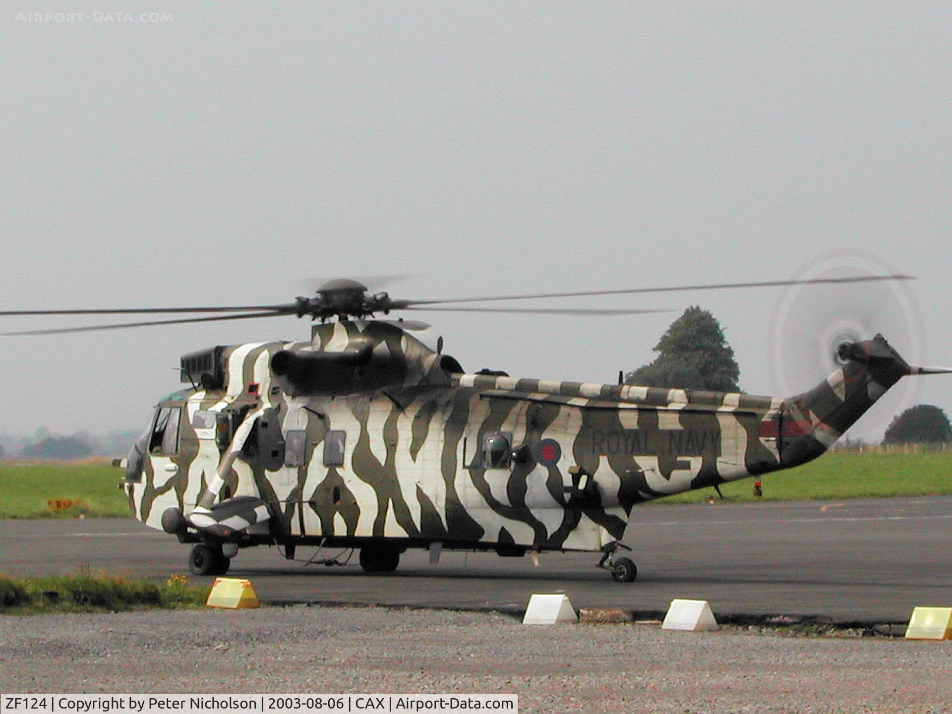 ZF124, 1987 Westland Sea King HC.4 C/N WA974, Sea King HC.4, callsign Parker 2, of 845 Squadron passing through Carlisle in the Summer of 2003.