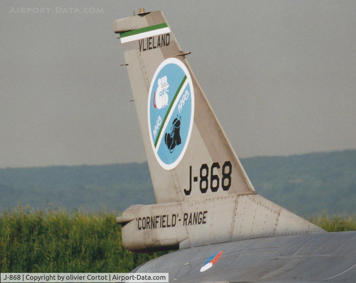 J-868, Fokker F-16A Fighting Falcon C/N 6D-85, tail special marking, 1998.