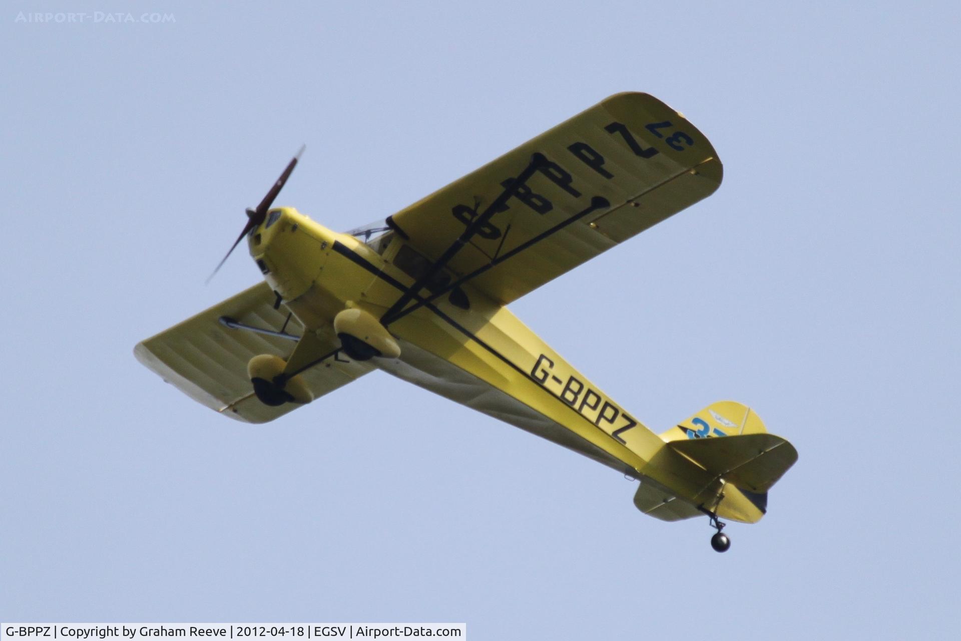 G-BPPZ, 1946 Taylorcraft BC-12D Twosome C/N 7988, Over head.