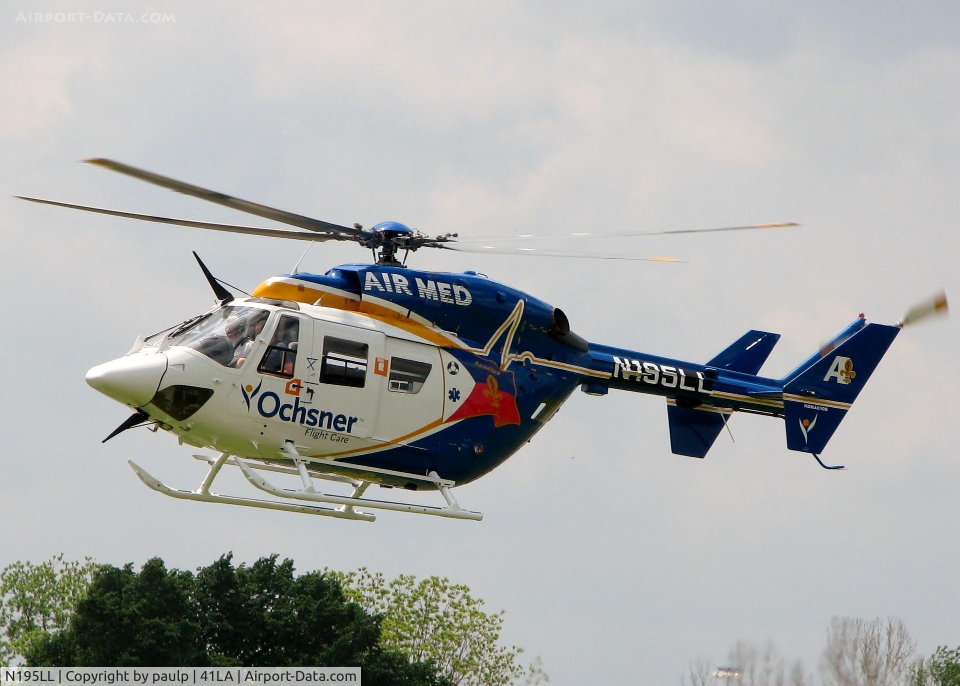 N195LL, 1993 Eurocopter-Kawasaki BK-117C-1 C/N 7505, At Metro Aviation / Downtown Shreveport. New paint since last shot.