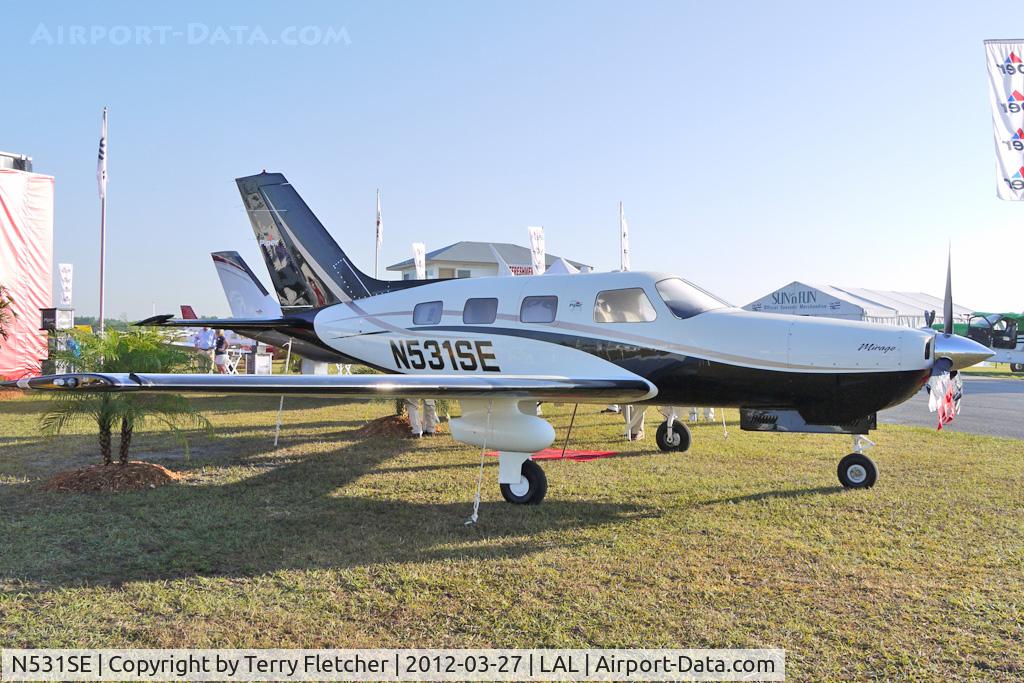 N531SE, Piper PA-46-350P Malibu Mirage C/N 46-36531, Static exhibit at 2012 Sun N Fun