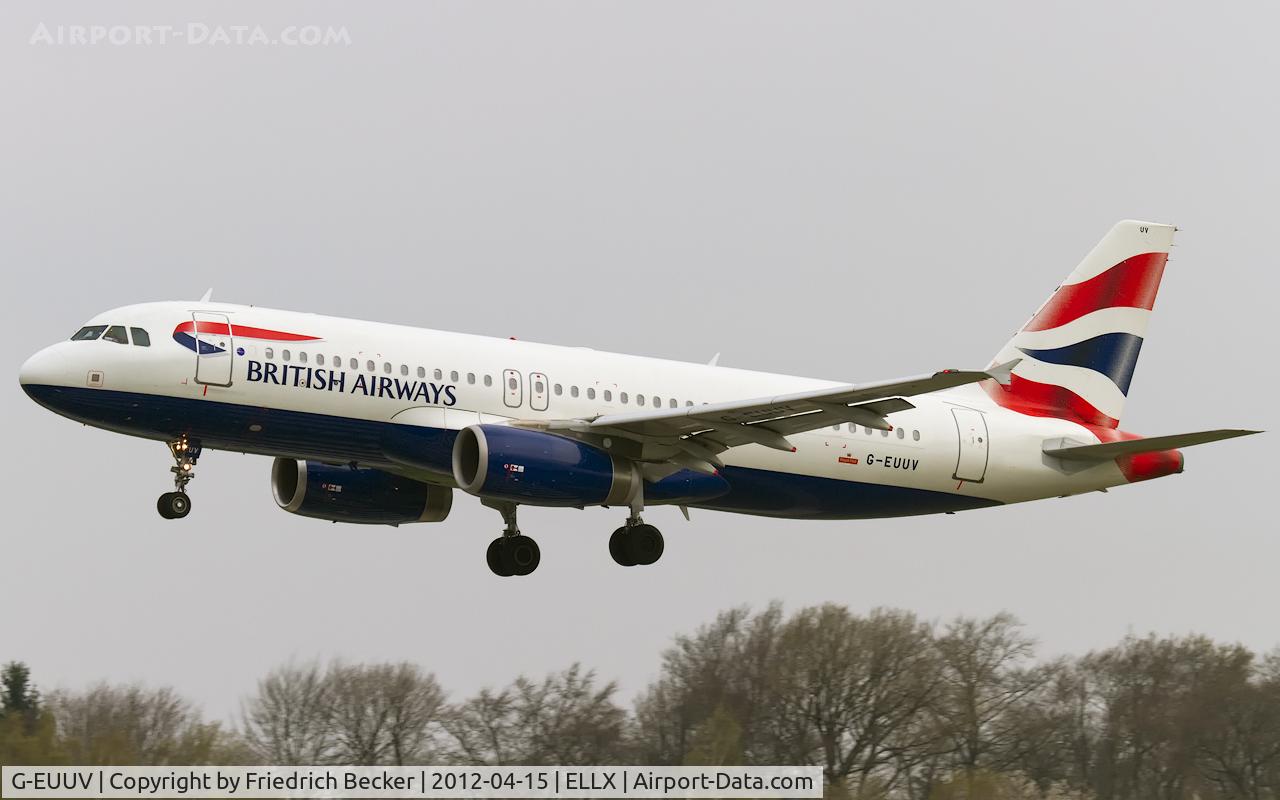 G-EUUV, 2008 Airbus A320-232 C/N 3468, on final RW08