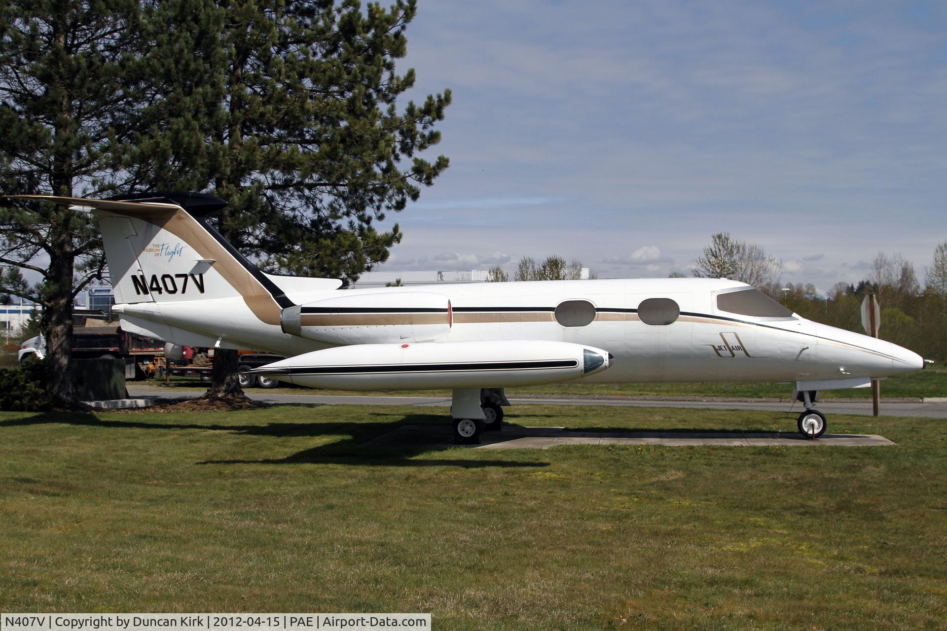 N407V, 1965 Learjet 23 C/N 23-034, This nice Lear 23 adorns the entrance to PAE