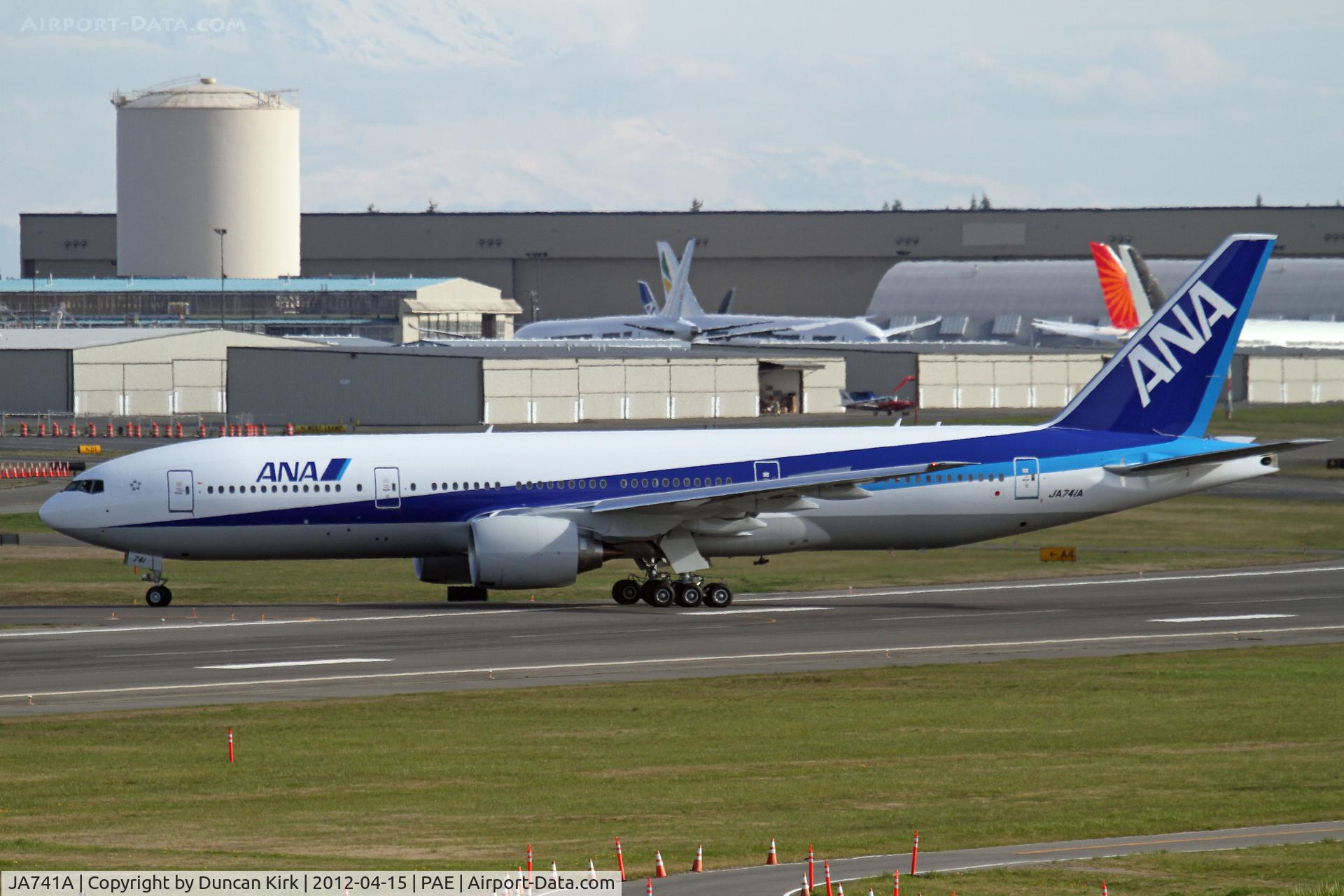 JA741A, 2012 Boeing 777-281/ER C/N 40900, Turning off to the Boeing ramp