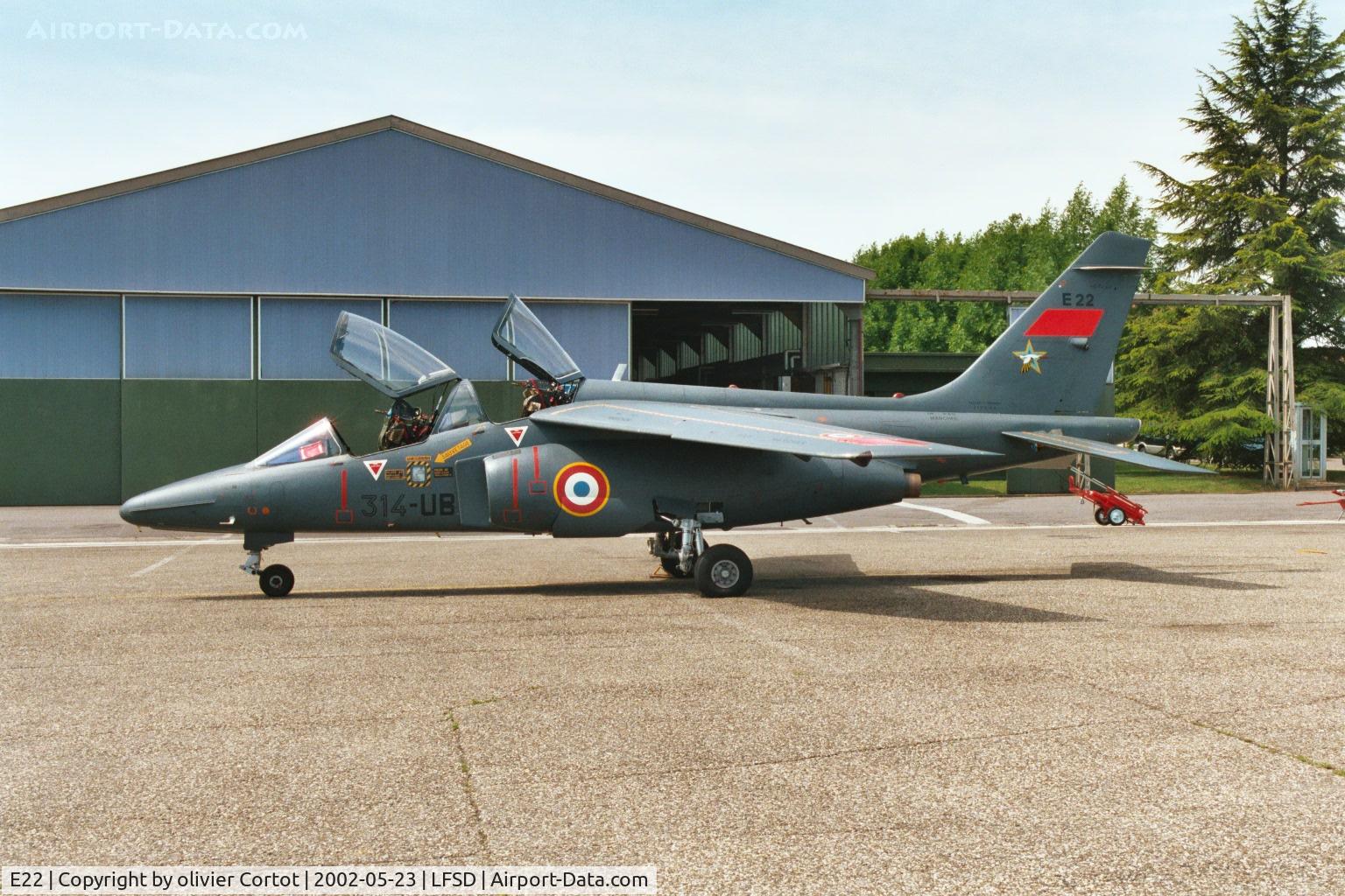 E22, Dassault-Dornier Alpha Jet E C/N E22, used then by the school squadron 314, based in Tours.