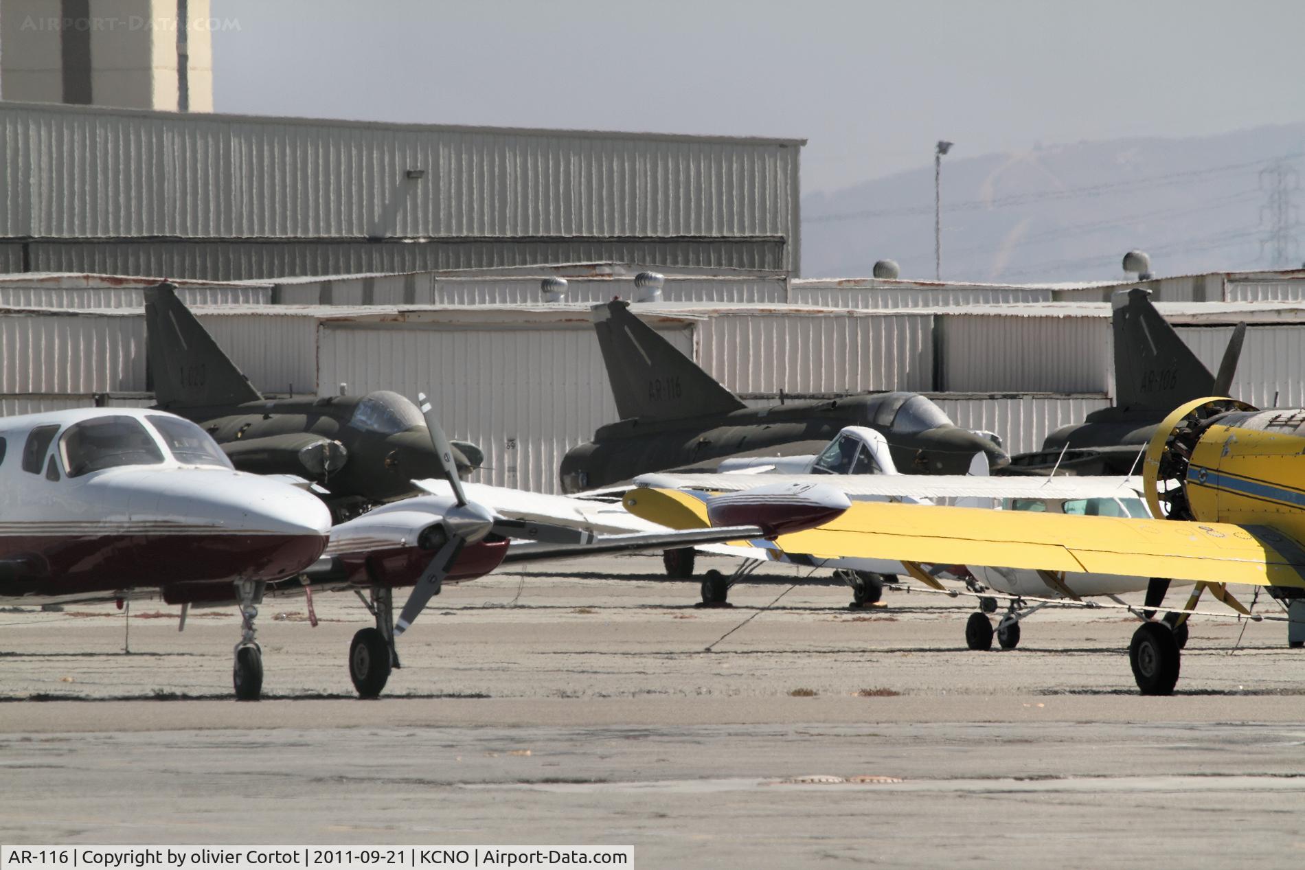 AR-116, 1971 Saab RF-35 Draken C/N 35-1116, Among other drakens, hidden in the middle of Chino airport...