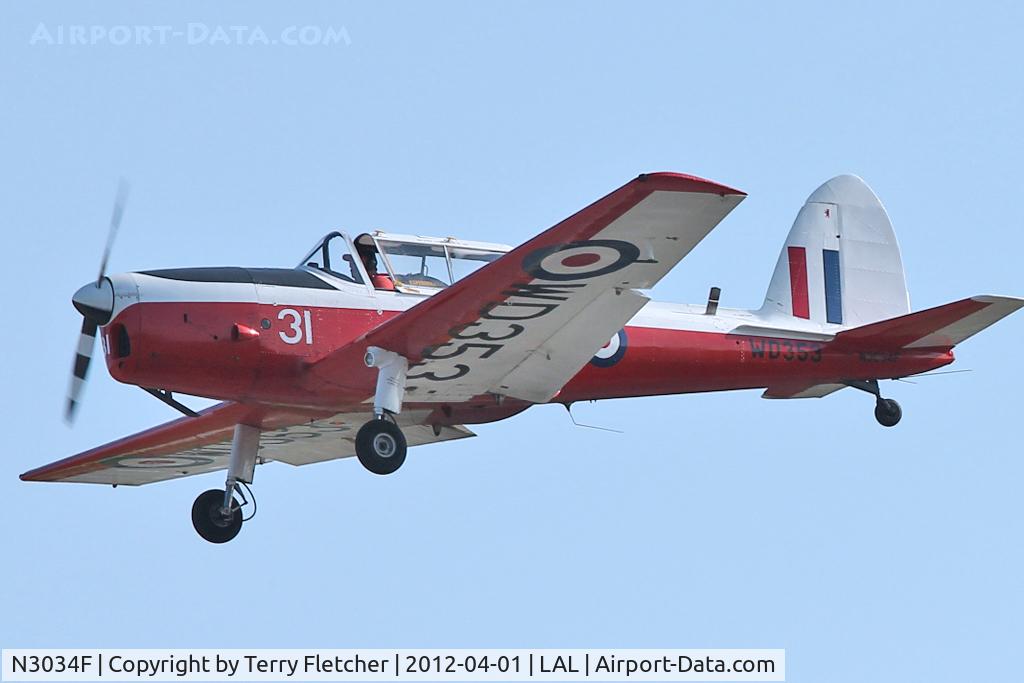 N3034F, De Havilland DHC-1 Chipmunk T.10 C/N C1/0291, Dehavilland DHC-1 T.MK. 10, c/n: C1-0291 departing 2012 Sun N Fun