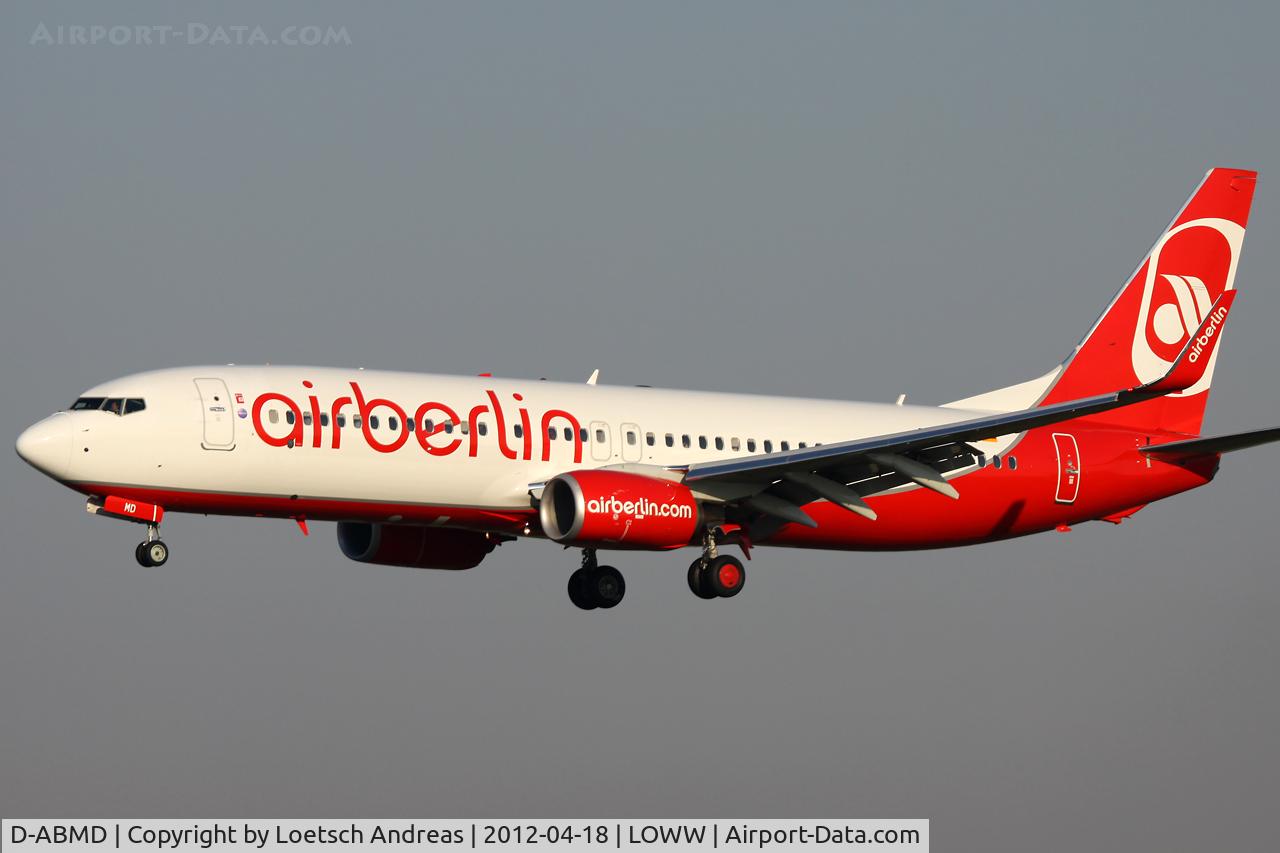 D-ABMD, 2011 Boeing 737-86J C/N 37761, AB8180 Dusseldorf - Vienna