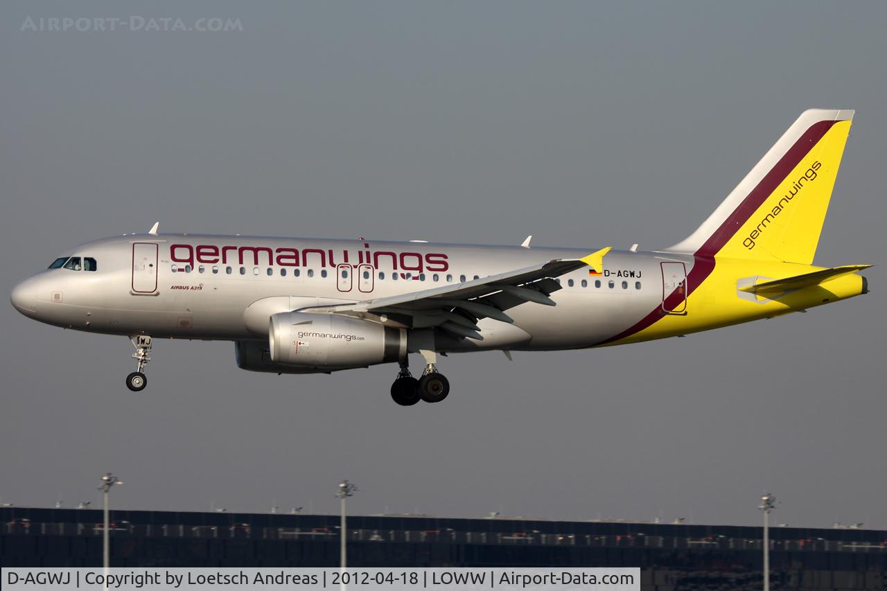 D-AGWJ, 2008 Airbus A319-132 C/N 3375, as 4U756 Cologne - Vienna