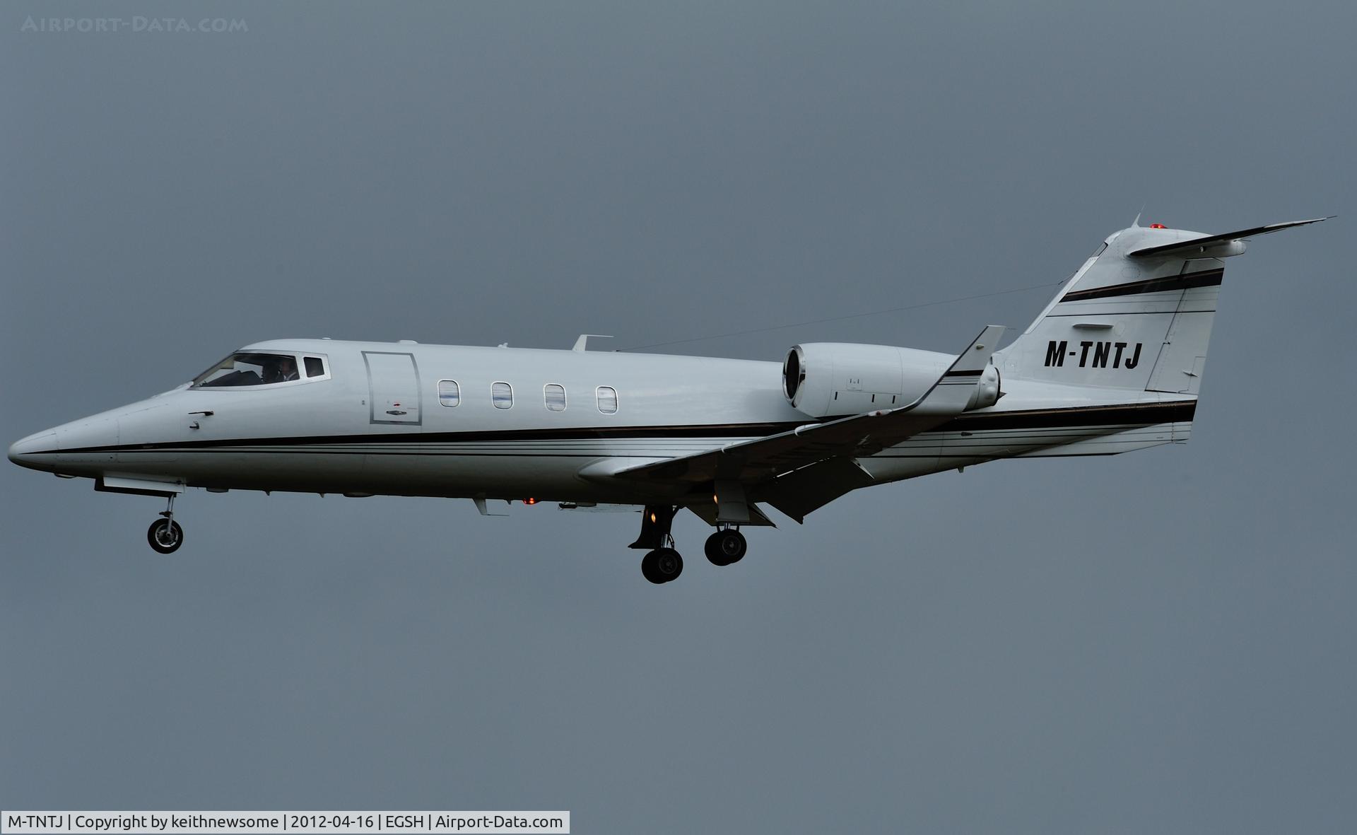 M-TNTJ, 1983 Learjet 55 C/N 55-087, TNT crew ferry landing onto 27 at Norwich International.