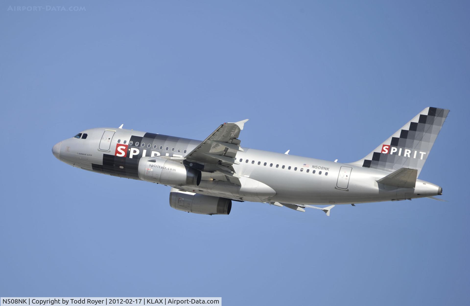 N508NK, 2005 Airbus A319-132 C/N 2567, Departing LAX on 25R