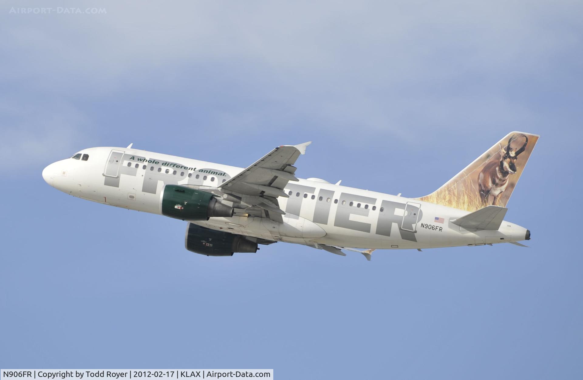 N906FR, 2002 Airbus A319-111 C/N 1684, Departing LAX on 25R
