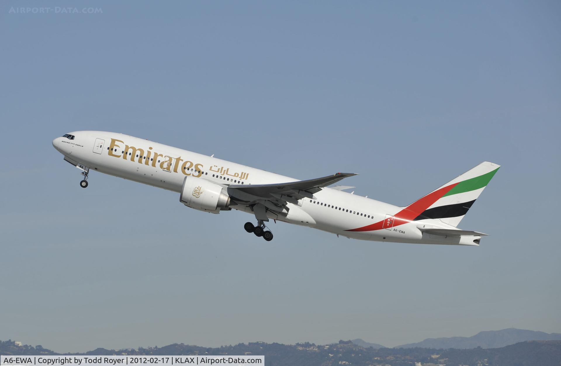 A6-EWA, 2007 Boeing 777-21H/LR C/N 35572, Departing LAX on 25R