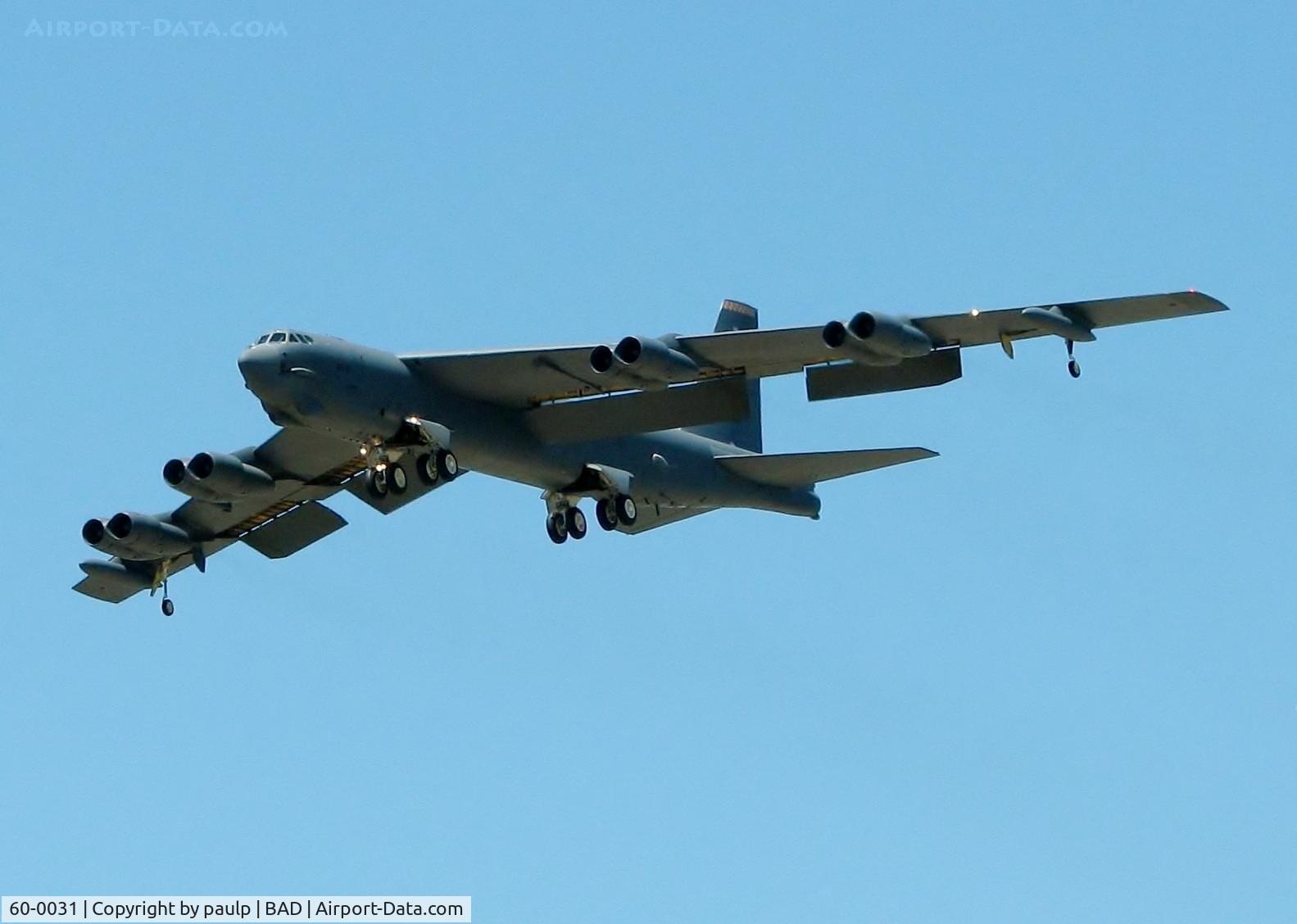 60-0031, 1960 Boeing B-52H Stratofortress C/N 464396, Landing at Barksdale Air Force Base.