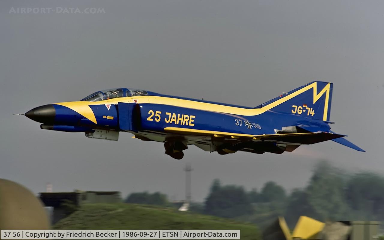 37 56, 1972 McDonnell Douglas F-4F Phantom II C/N 4486, take off on a display flight from Fliegerhorst Neuburg
