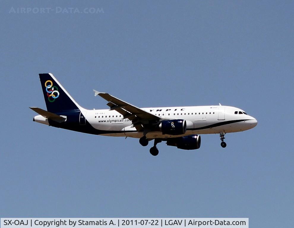 SX-OAJ, 2009 Airbus A319-112 C/N 3905, landing on runway 03L