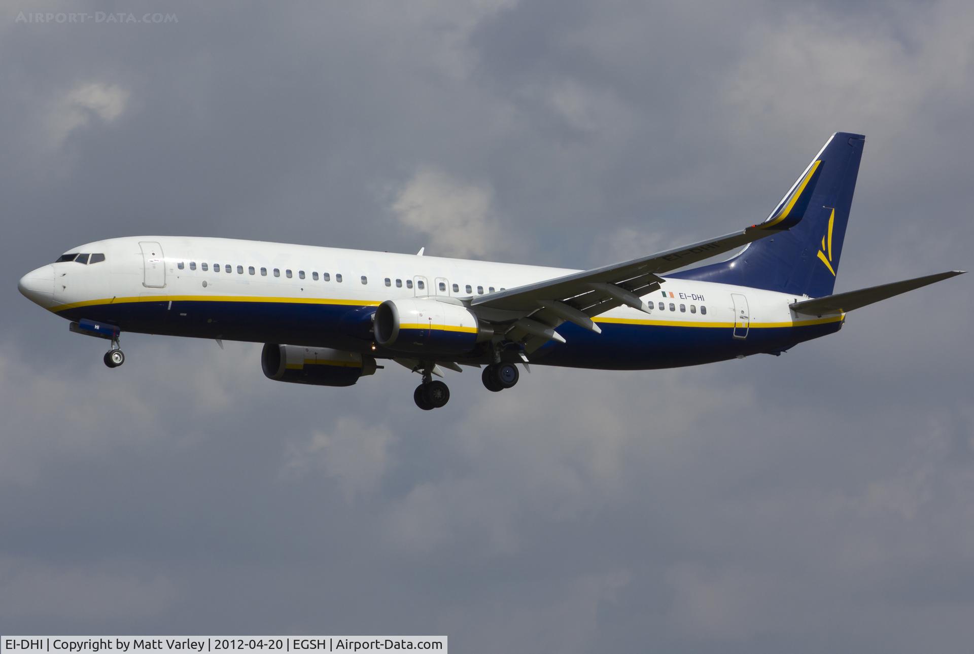 EI-DHI, 2005 Boeing 737-8AS C/N 33818, Arriving at EGSH for engineering/spray.