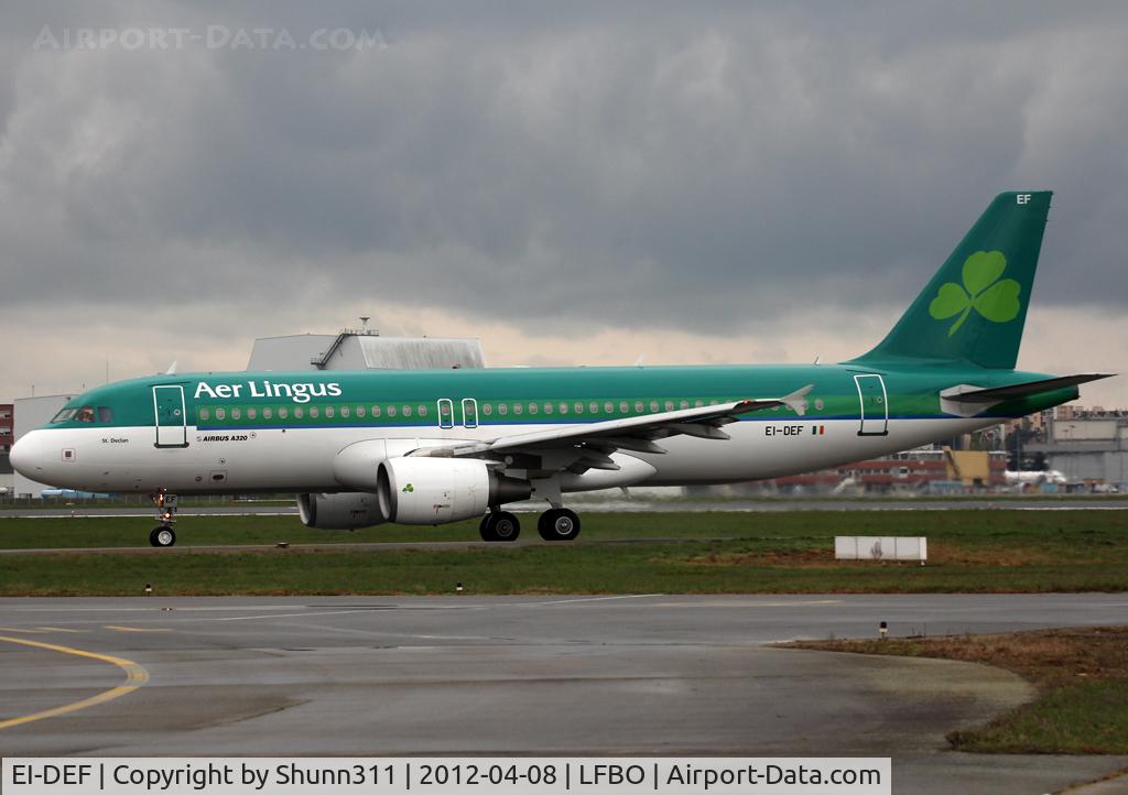 EI-DEF, 2004 Airbus A320-214 C/N 2256, Taxiing holding point rwy 32R for departure...