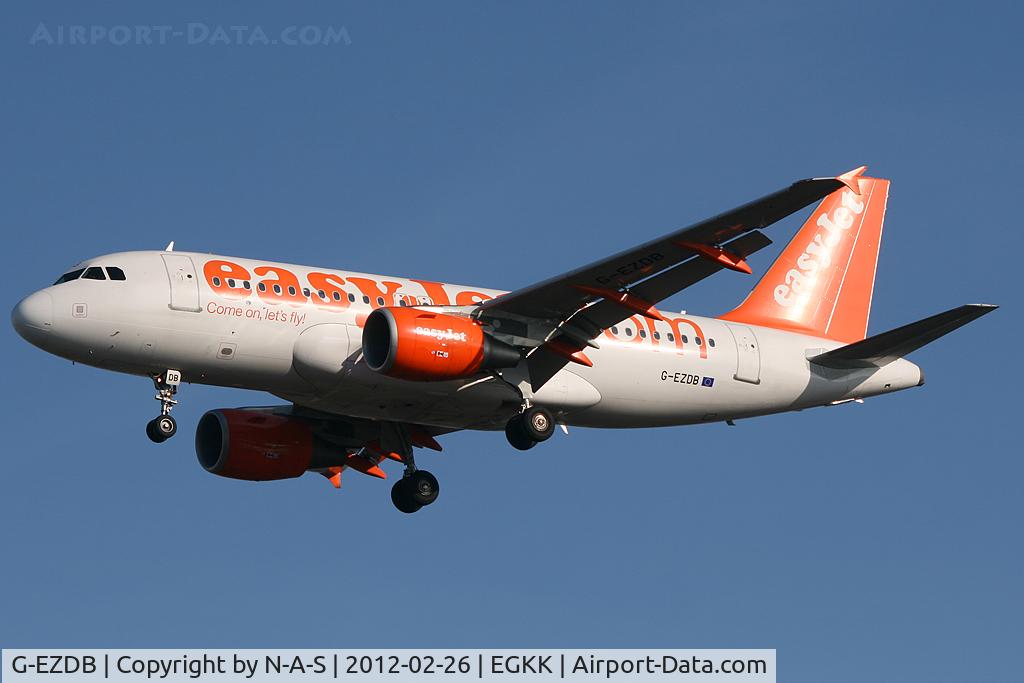 G-EZDB, 2008 Airbus A319-111 C/N 3411, Short final