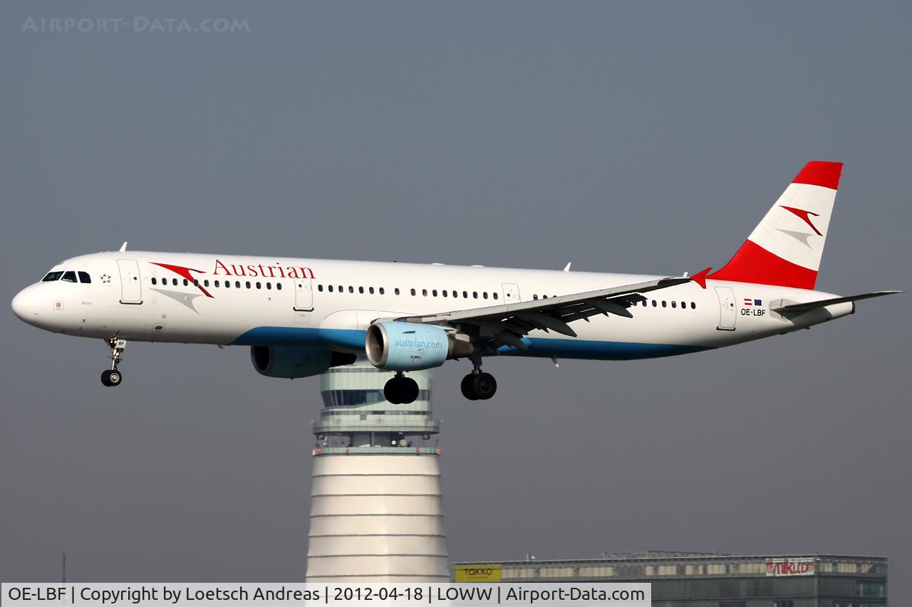 OE-LBF, 2001 Airbus A321-211 C/N 1458, OS308 Copenhagen to Vienna, named 