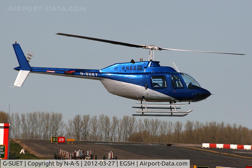 G-SUET, 1968 Bell 206B JetRanger II C/N 314, Departing on pipeline duty