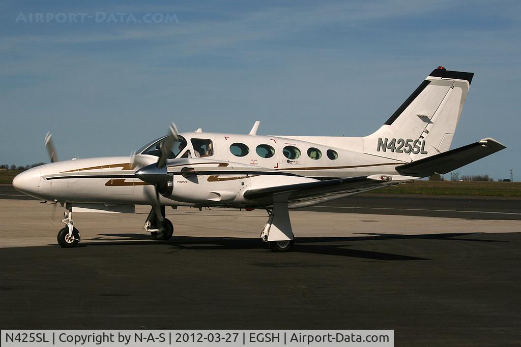 N425SL, 1987 Cessna 425 Conquest I C/N 425-0236, Arriving onto Saxon's ramp