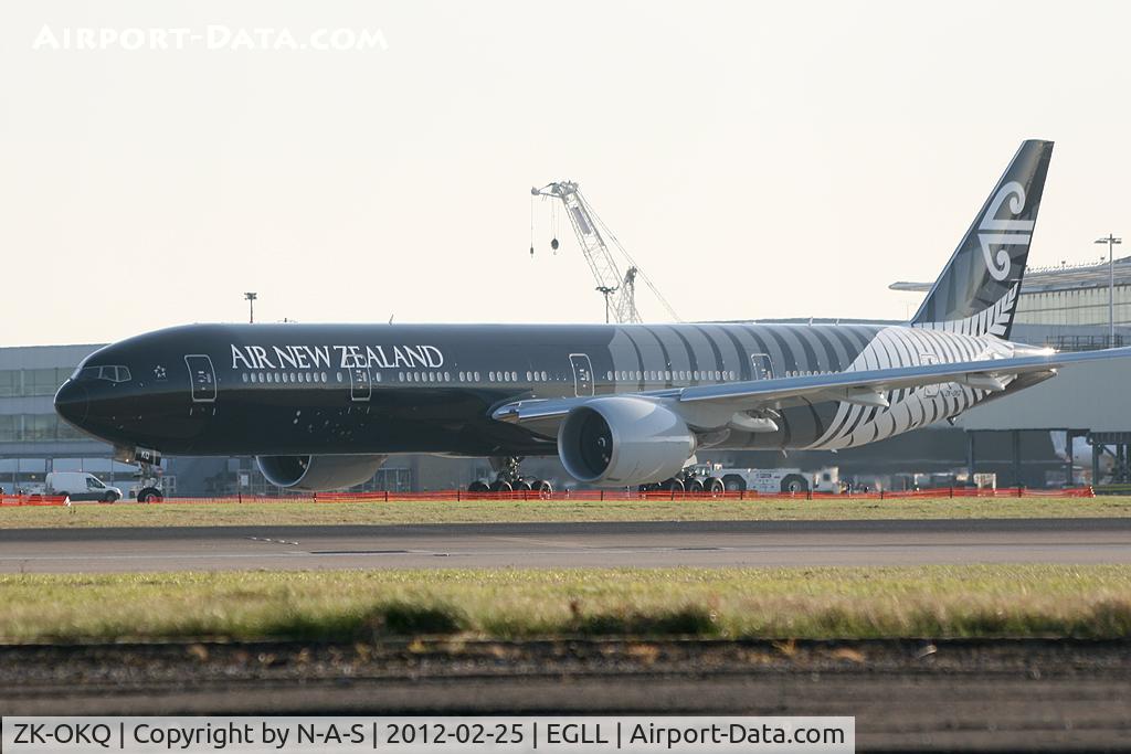 ZK-OKQ, 2011 Boeing 777-306/ER C/N 40689, Sadly backlit, but happy to get the All Blacks