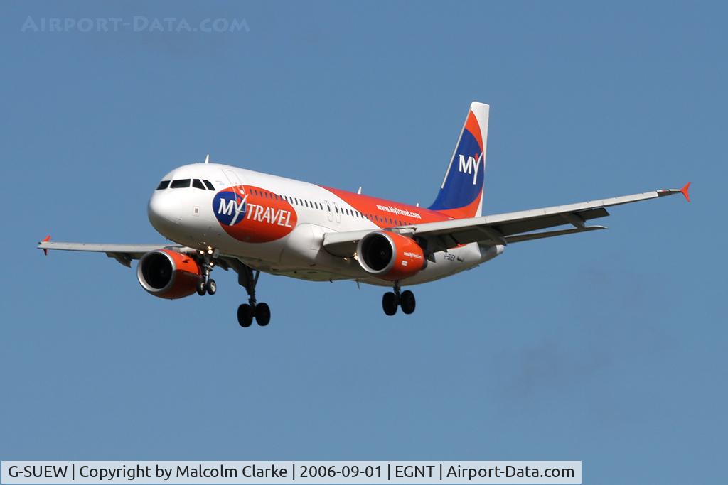 G-SUEW, 2003 Airbus A320-214 C/N 1961, Airbus A320-214, on finals to 25 at Newcastle Airport, September 2006.