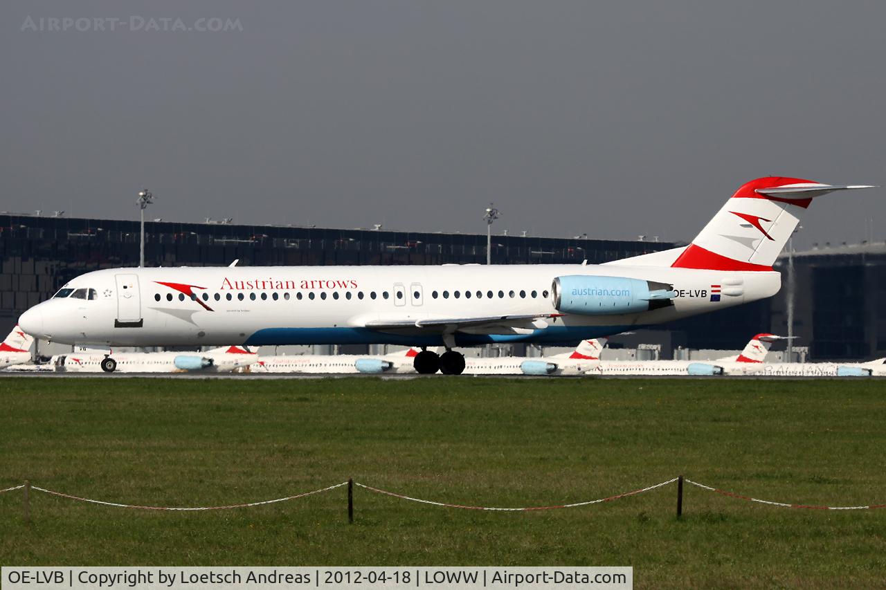 OE-LVB, 1994 Fokker 100 (F-28-0100) C/N 11502, OS625 Vienna to Warsaw Okecie (WAW)