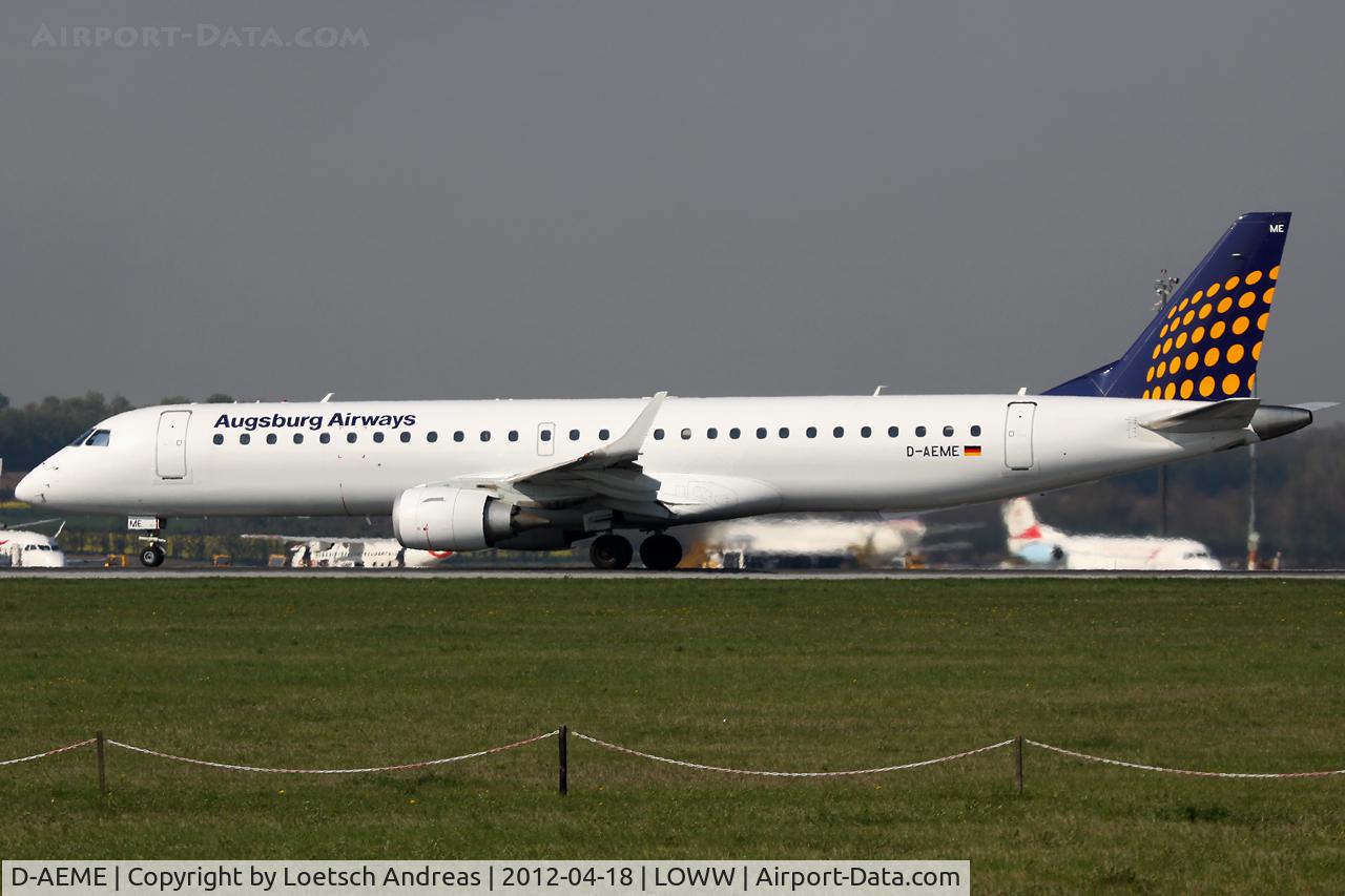 D-AEME, 2009 Embraer 195LR (ERJ-190-200LR) C/N 19000308, Augsburg Airways