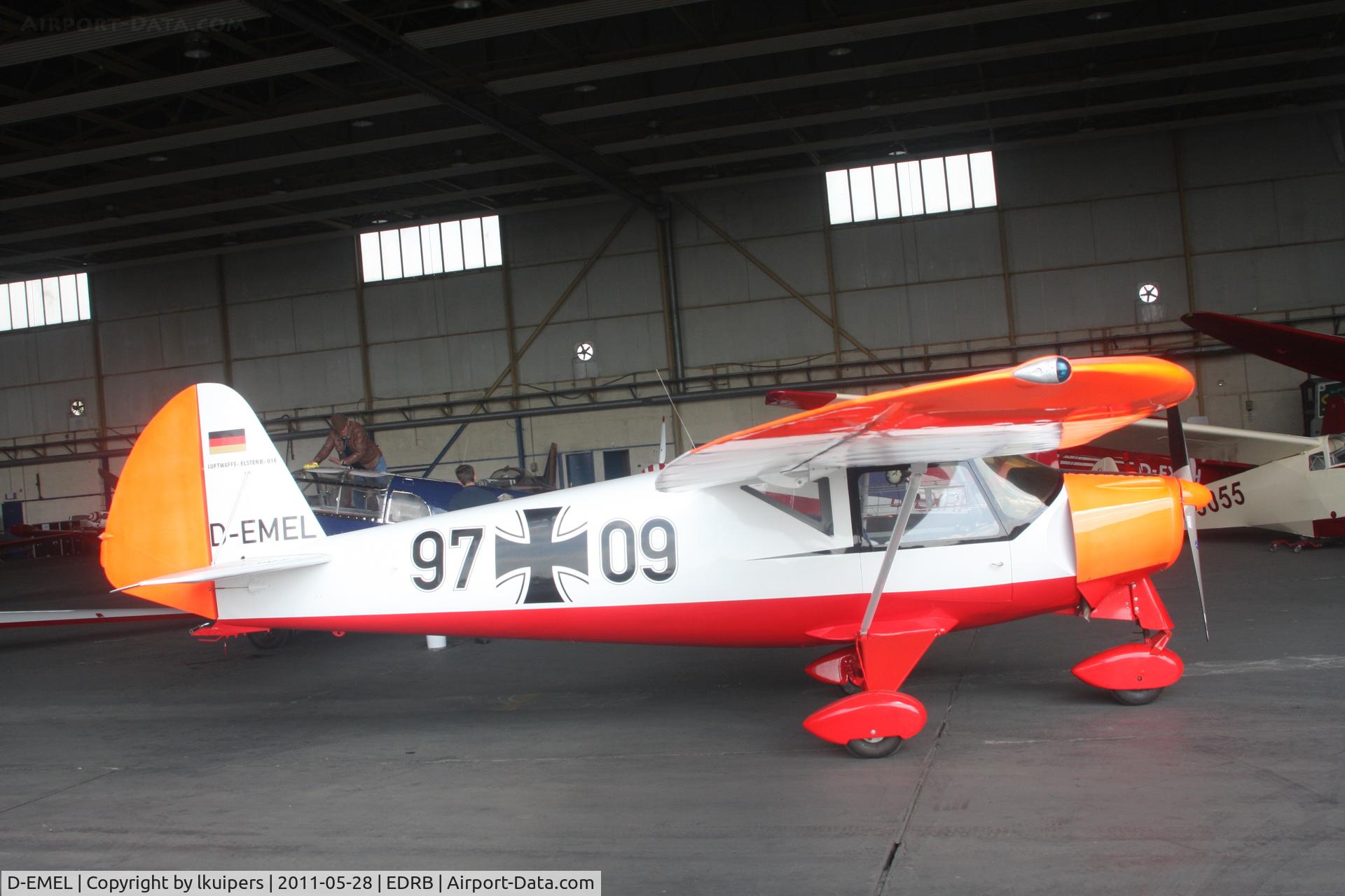 D-EMEL, Putzer Elster B C/N 016, In a hangar on Bitburg Airport at AviationExpo Europe