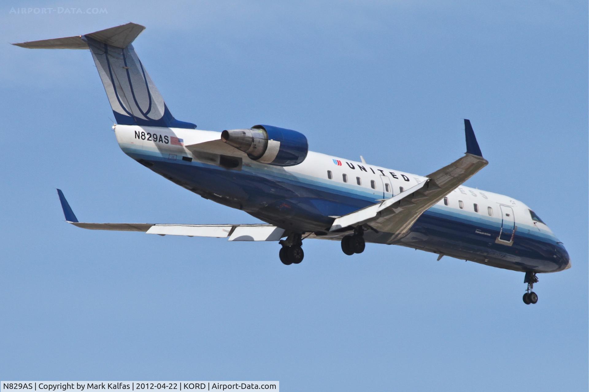 N829AS, 1998 Canadair CRJ-200ER (CL-600-2B19) C/N 7232, ExpressJet Airlines/United Express Canadair CL-600-2B19, ASQ3001 conducting a quick check flight, RWY 10 approach KORD.