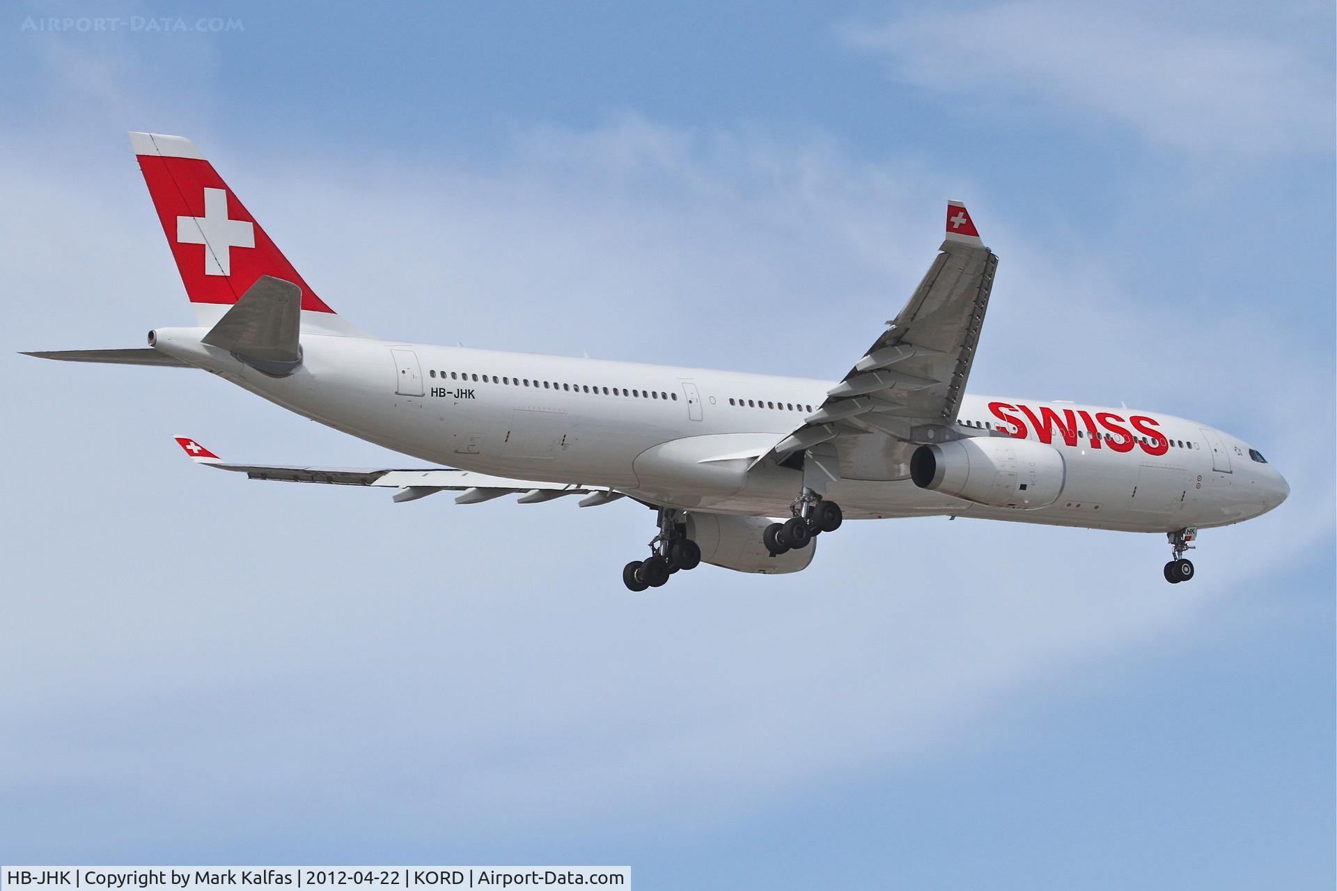 HB-JHK, 2011 Airbus A330-343X C/N 1276, Swiss International Air Lines, Airbus A330-343X, SWR84 arriving from Zurich Kloten/LSZH, RWY 10 approach KORD.