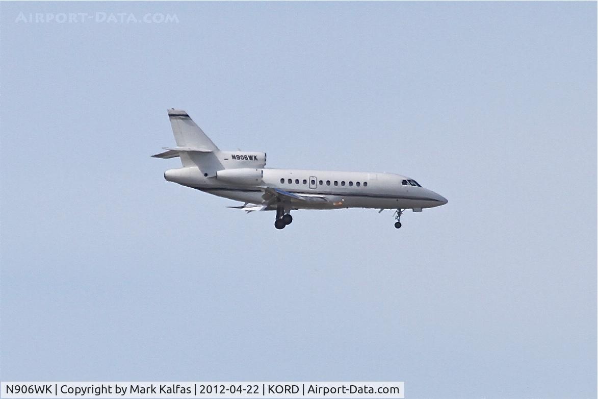 N906WK, 1991 Dassault Falcon 900 C/N 102, Kellog Company FALCON 900, N906WK arriving from Kalamazoo-Battle Creek International/KAZO, RWY 9R approach KORD.