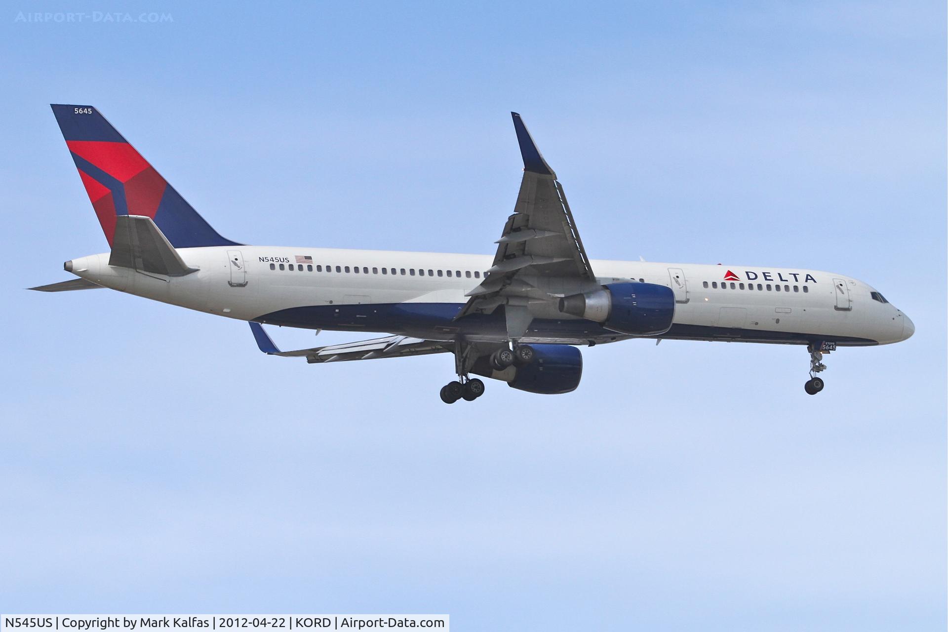 N545US, 1996 Boeing 757-251 C/N 26492, Delta Airlines Boeing 757-251, DAL1512 arriving from KATL, RWY 10 approach KORD.