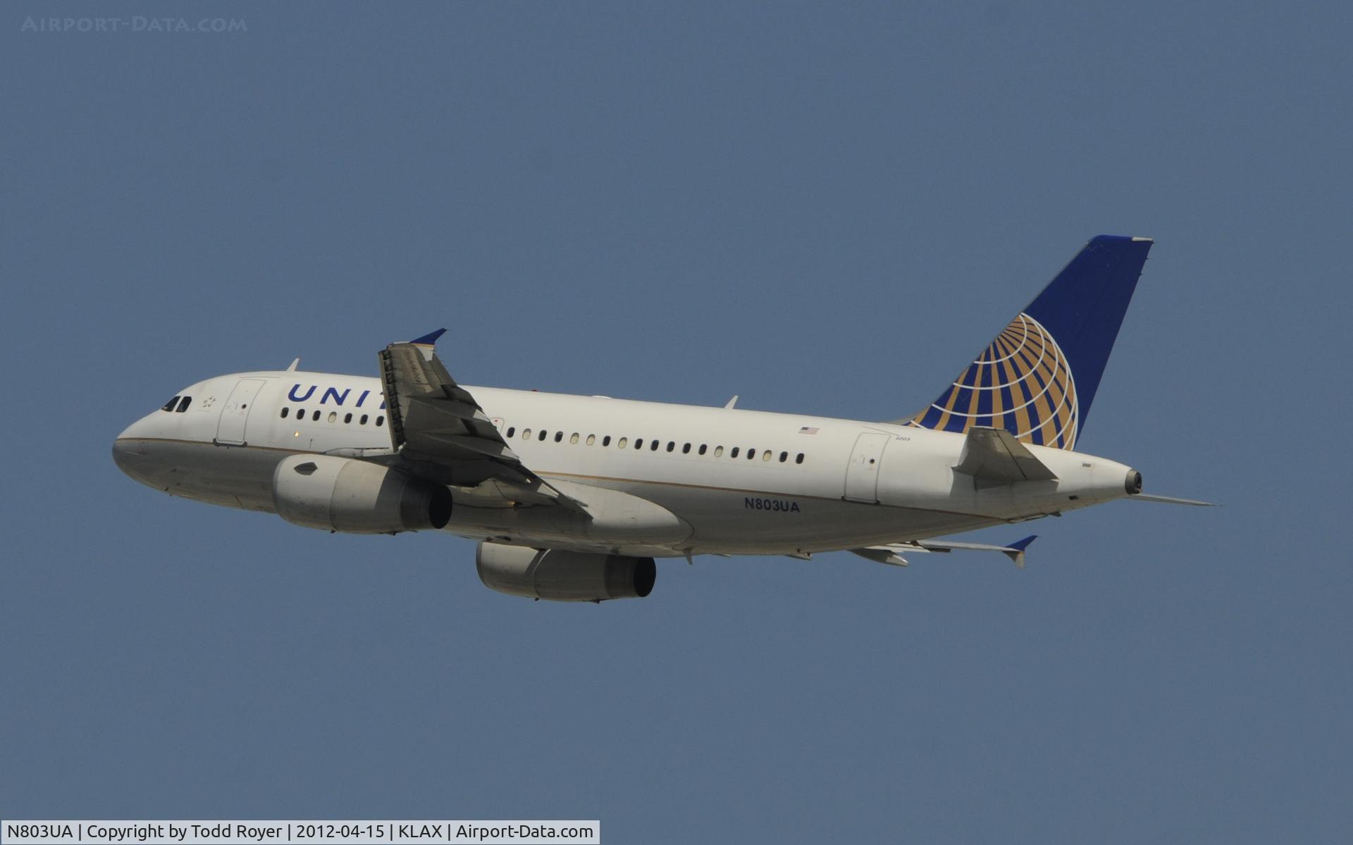 N803UA, 1997 Airbus A319-131 C/N 748, Departing LAX on 25R