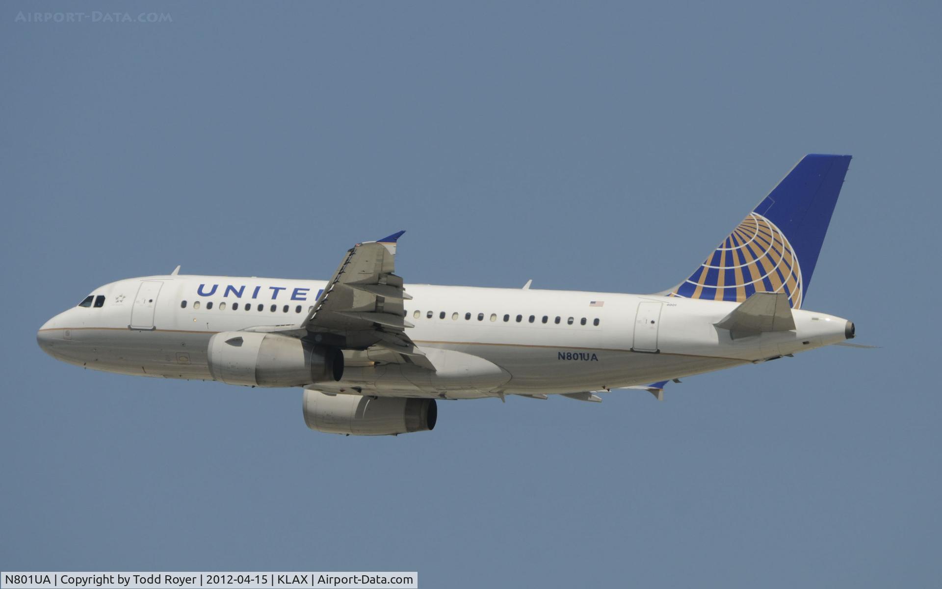 N801UA, 1997 Airbus A319-131 C/N 686, Departing LAX on 25R