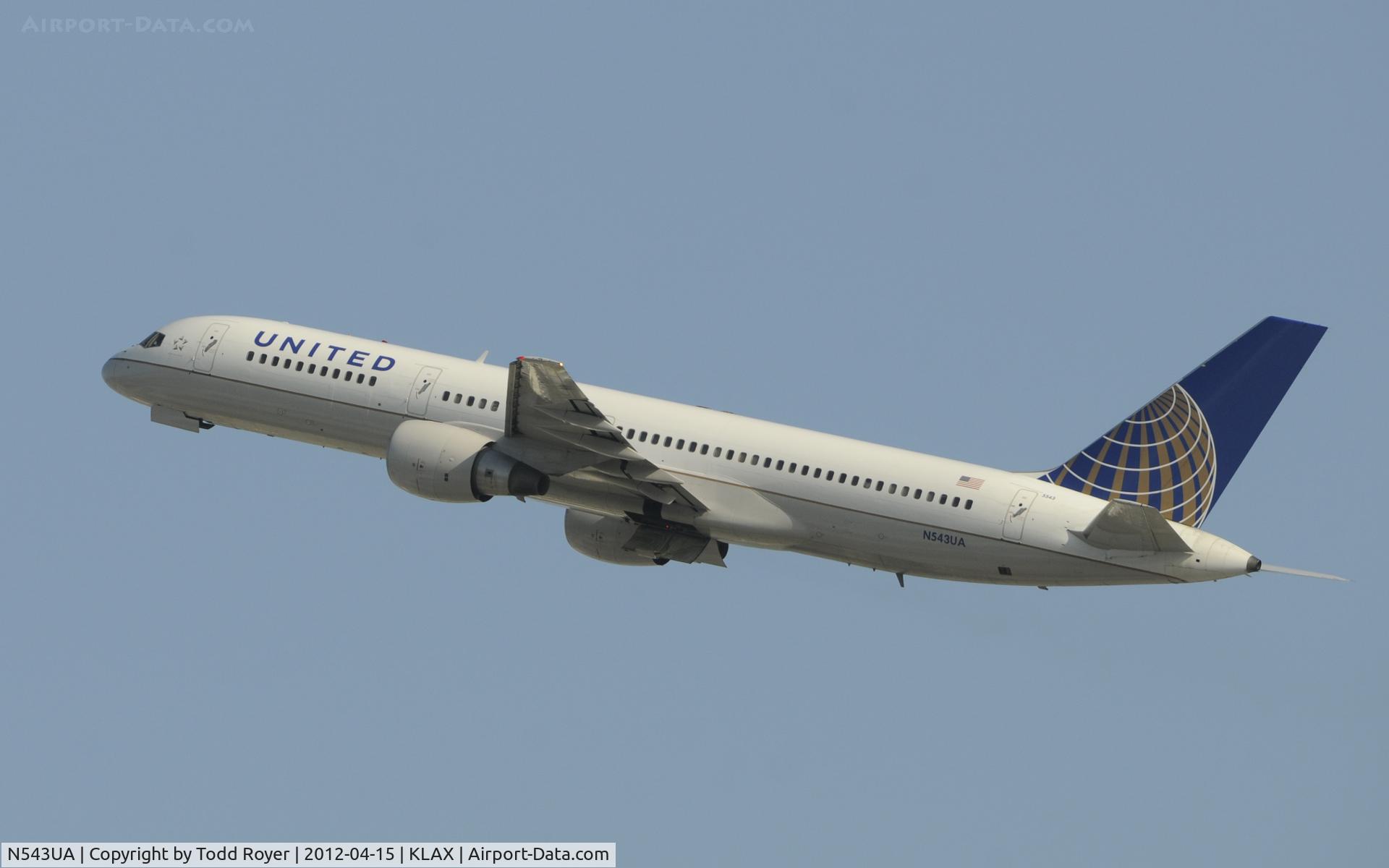 N543UA, 1991 Boeing 757-222 C/N 25698, Departing LAX on 25R